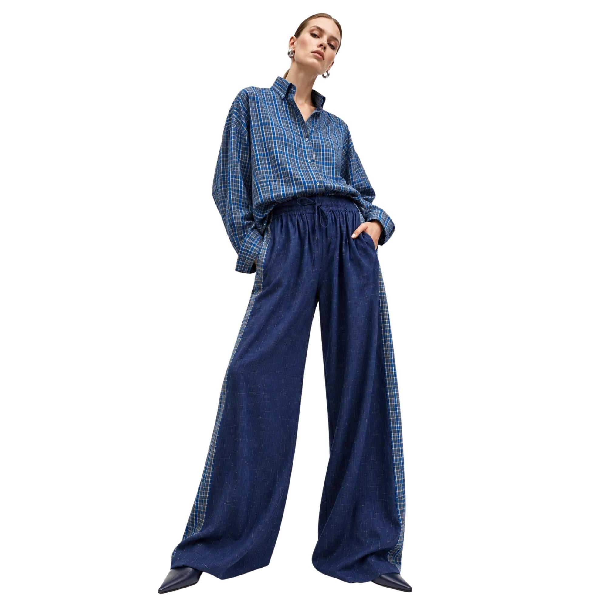 CONTRAST CHECK CO-ORD SET زوج (SHIRT & PANTS قميص وبنطلون) “JANE EYER"