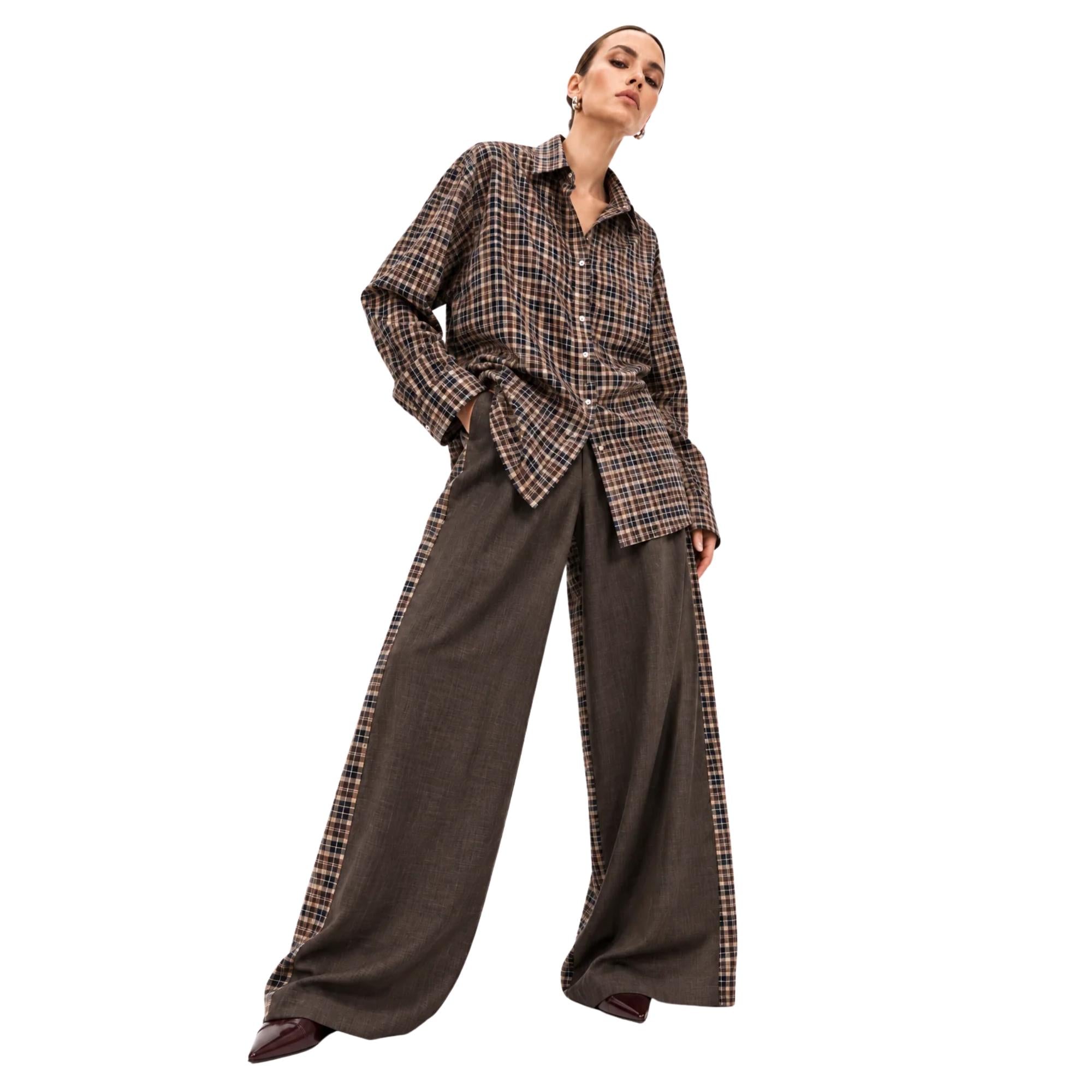 CONTRAST CHECK CO-ORD SET زوج (SHIRT & PANTS قميص وبنطلون) “JANE EYER"