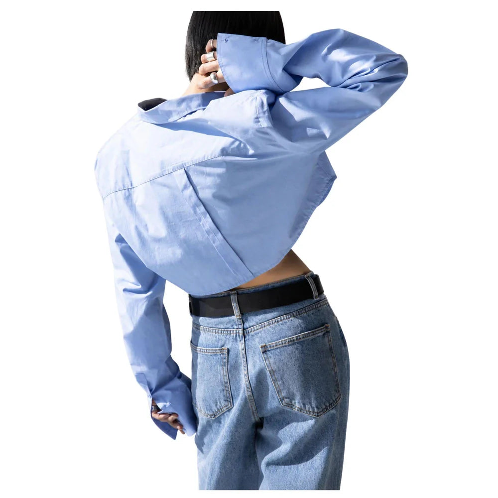 CROPPED OVERSIZED SHIRT sky blue DXBS6739