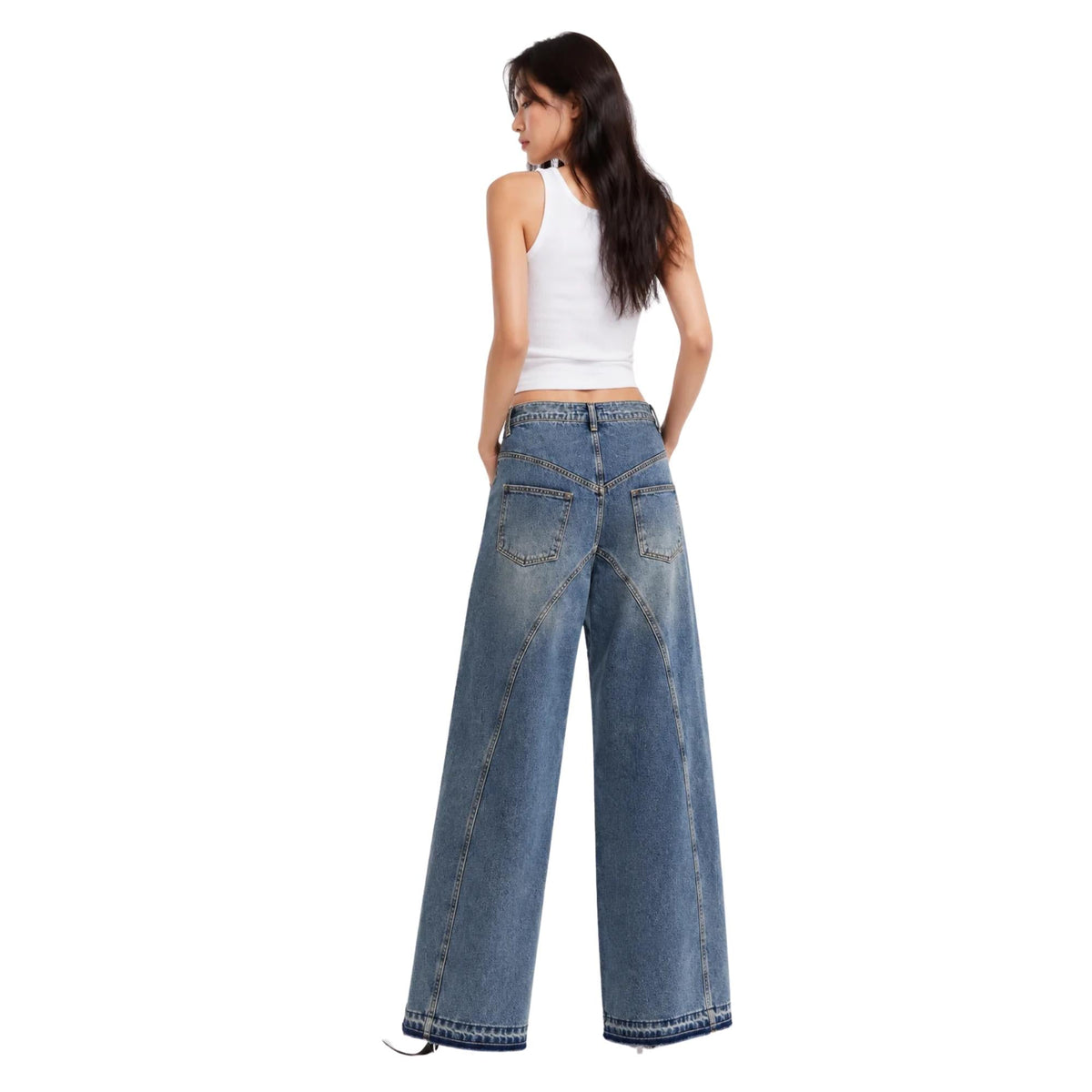 CROSS-WAIST WIDE-LEG DENIM TROUSERS (بنطلون) “INSADONG”