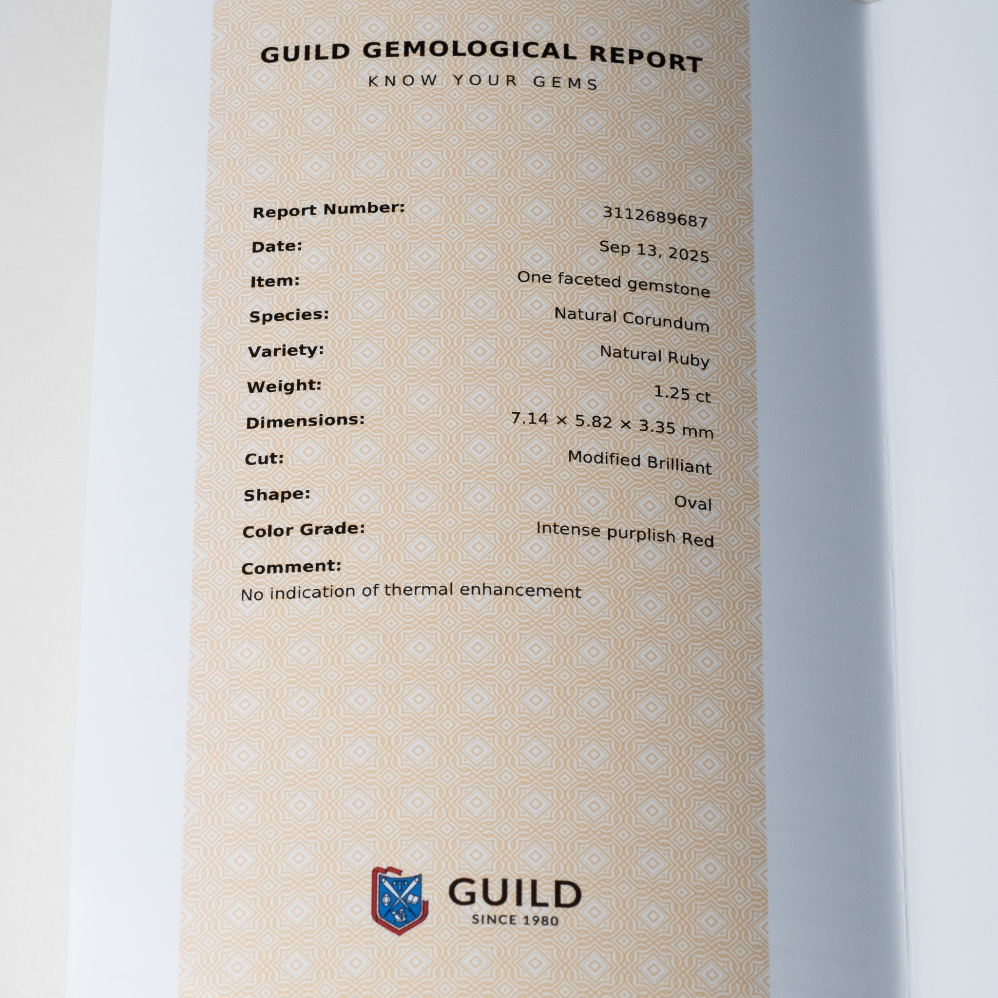 1.25ct No Heat Kashmir Ruby