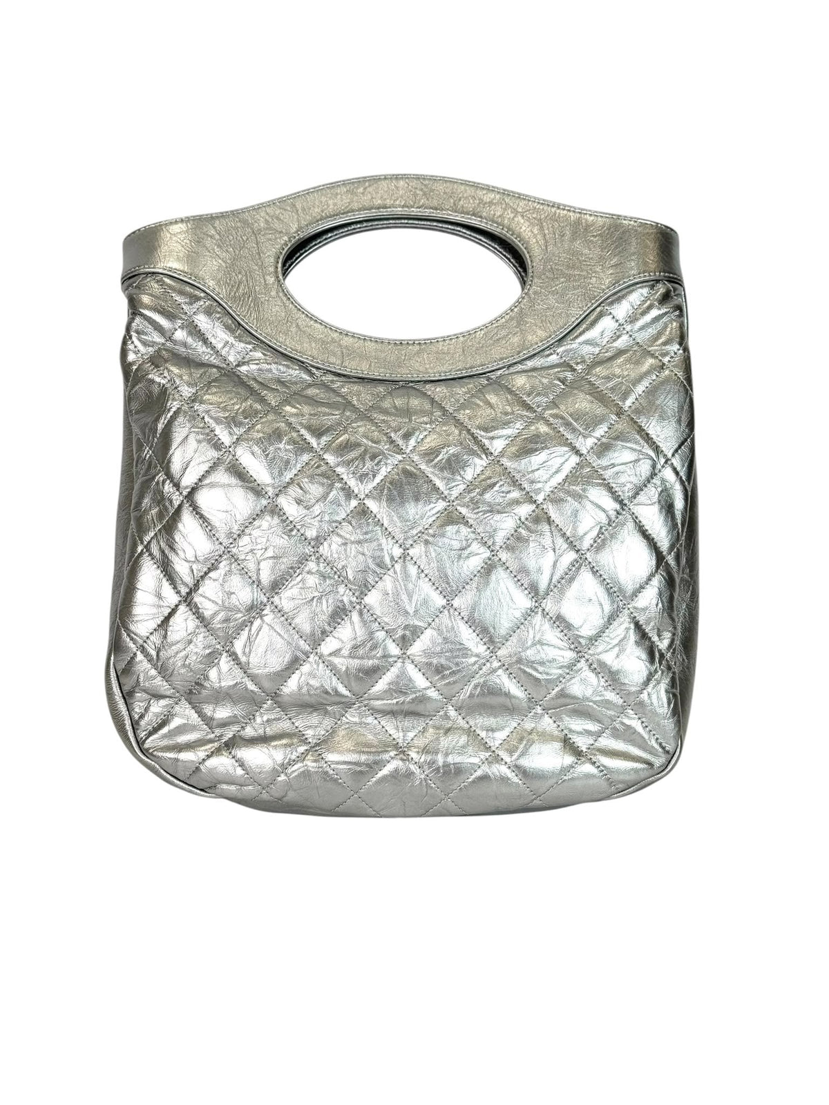 Chanel Silver Metallic Lambskin Bag with Silver Chain