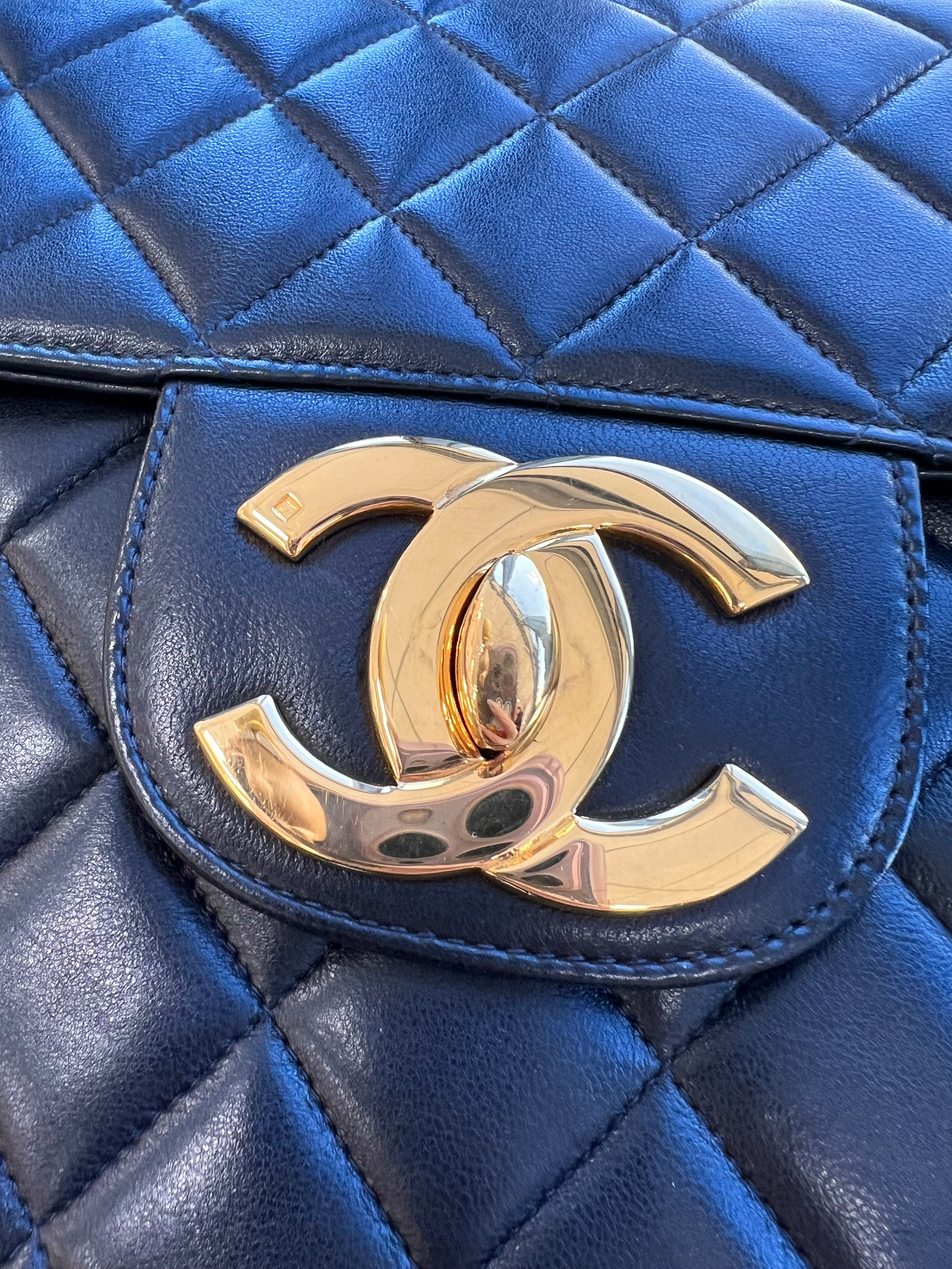 CHANEL VINTAGE JUMBO MATELASSE 30 CHAIN SHOULDER BAG BLACK LAMB SKIN 90304702