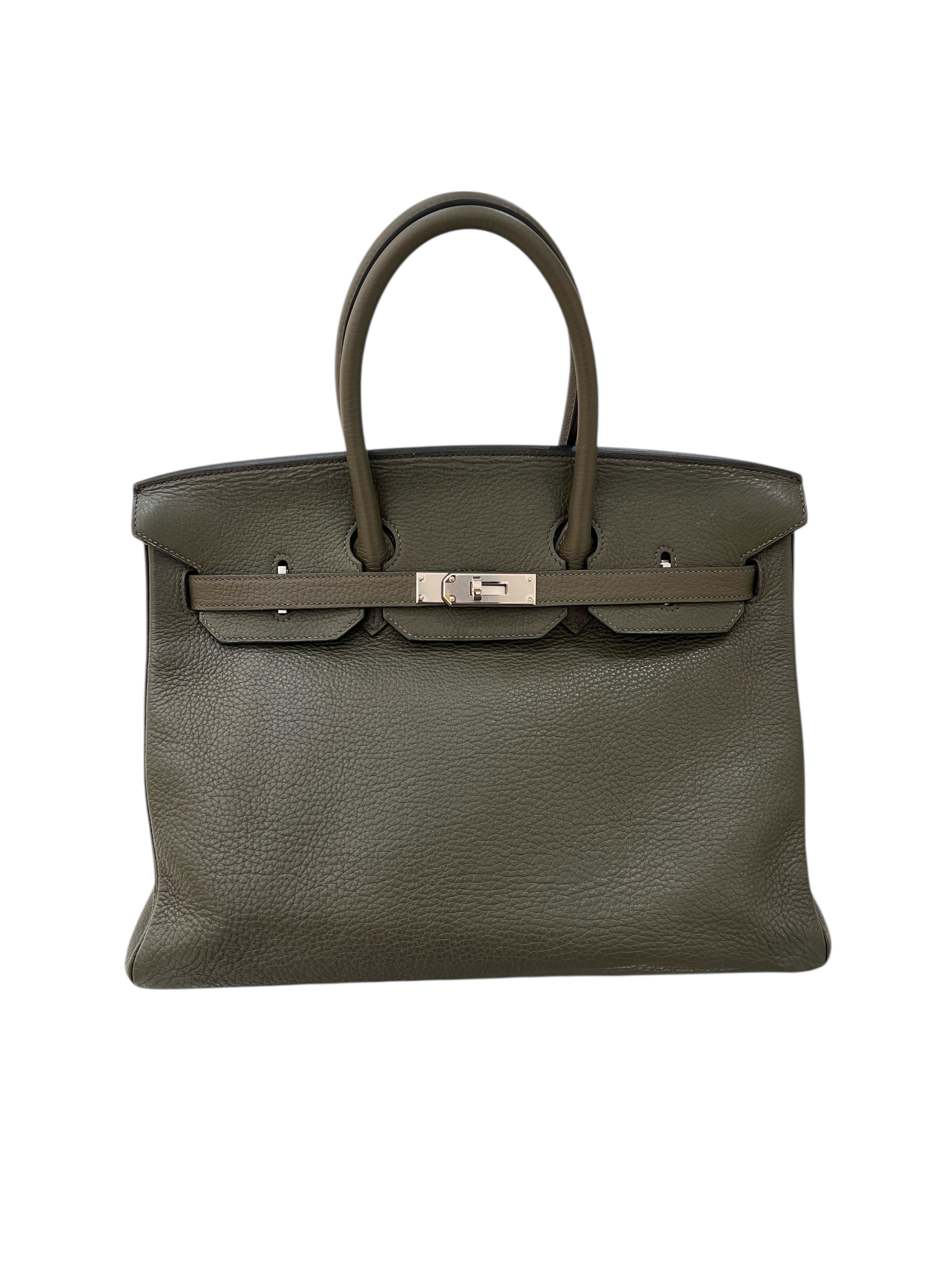 Hermes Birkin 35 Vert Olive Clemence PHW #K Y2007 SCKH4099
