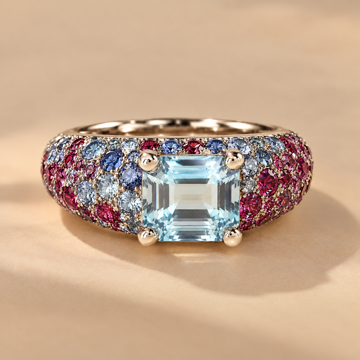 18k Sugar Dust w/ Center Gem Ring SETTING ONLY SABSET074
