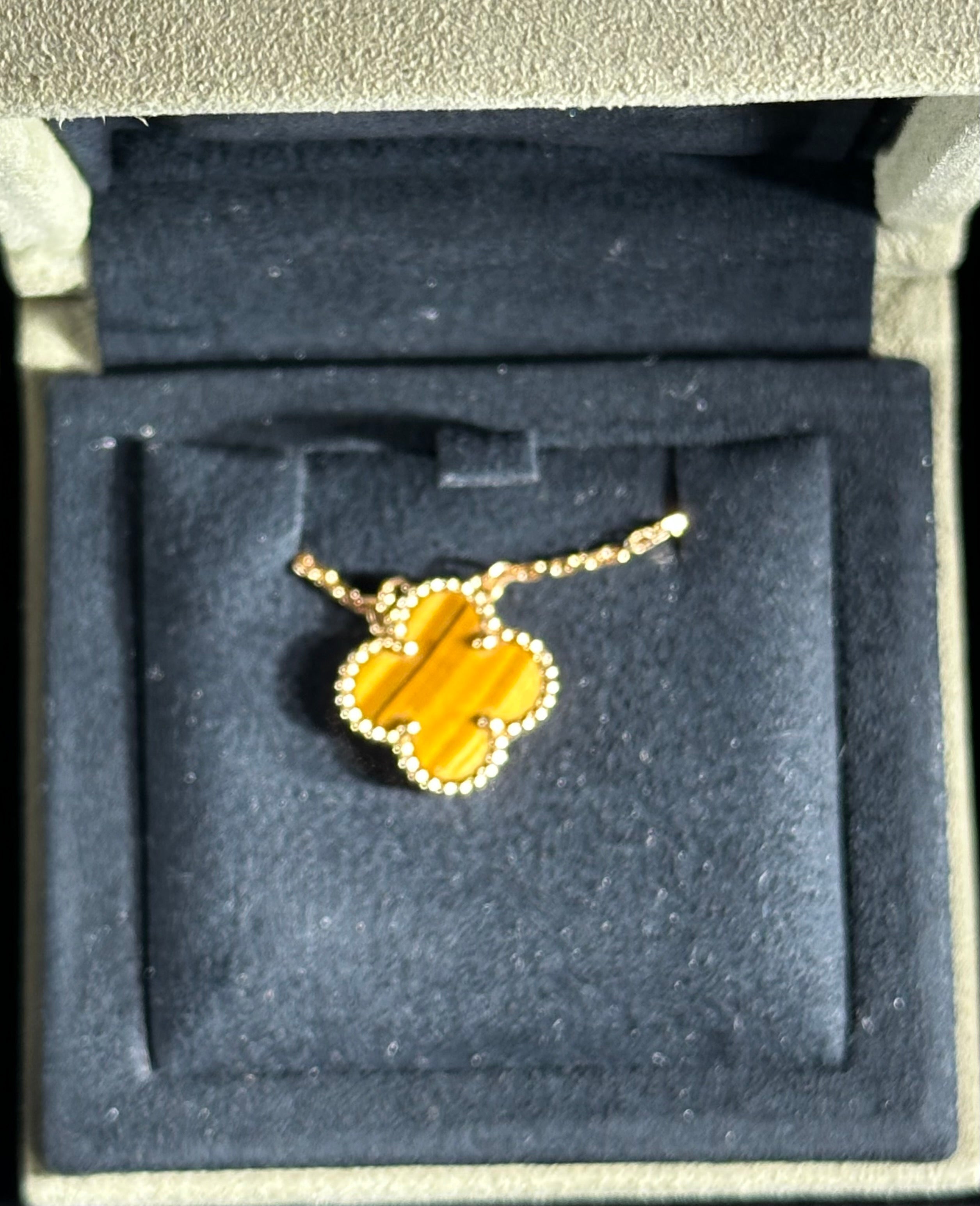 VCA Tiger Eye in YG Vintage Alhambra Necklace