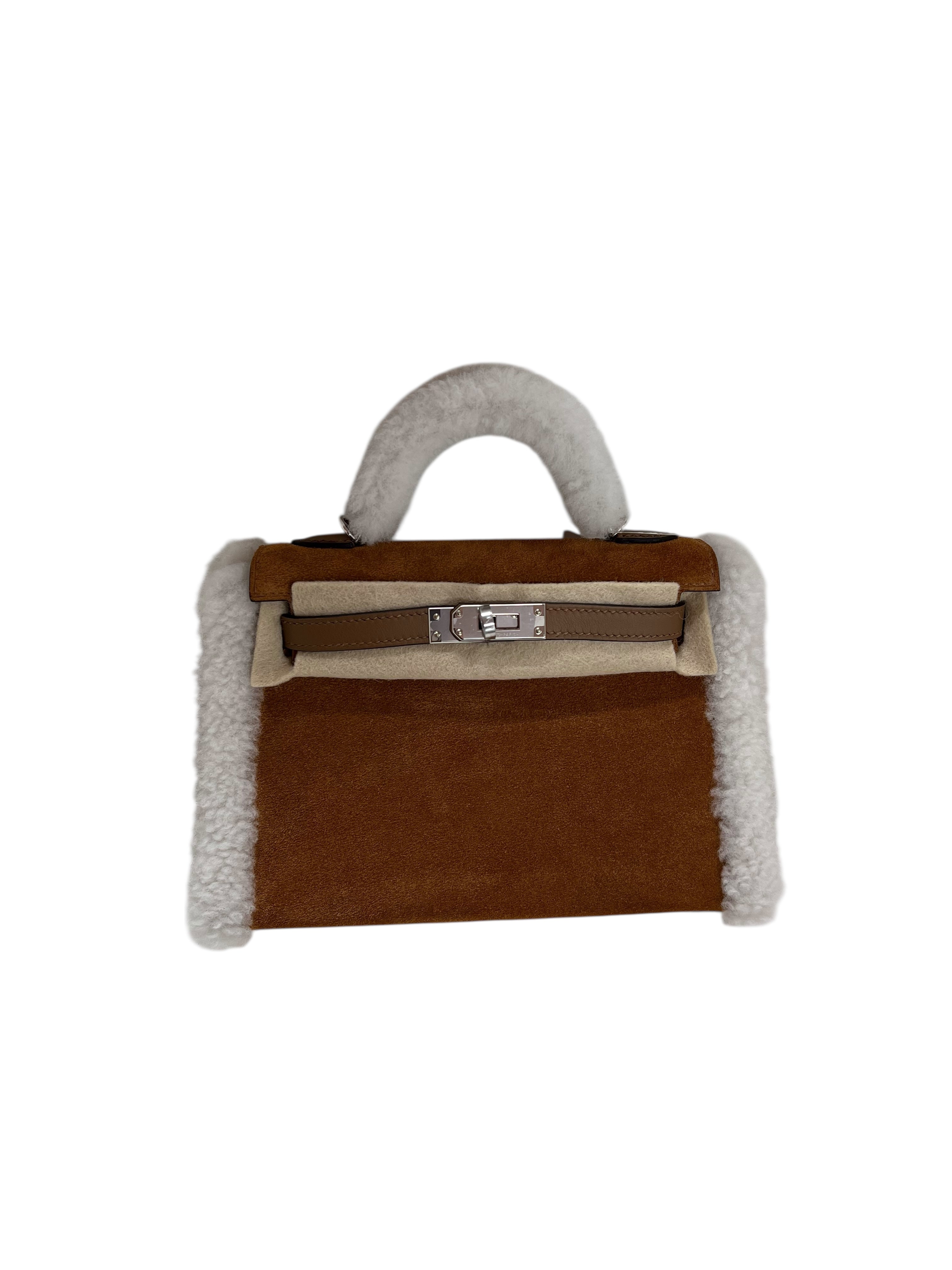 Hermes Kelly 20 Teddy Gold Grizzly / Merinos / Sheepskin/Swift PHW #W SKCJB-297190