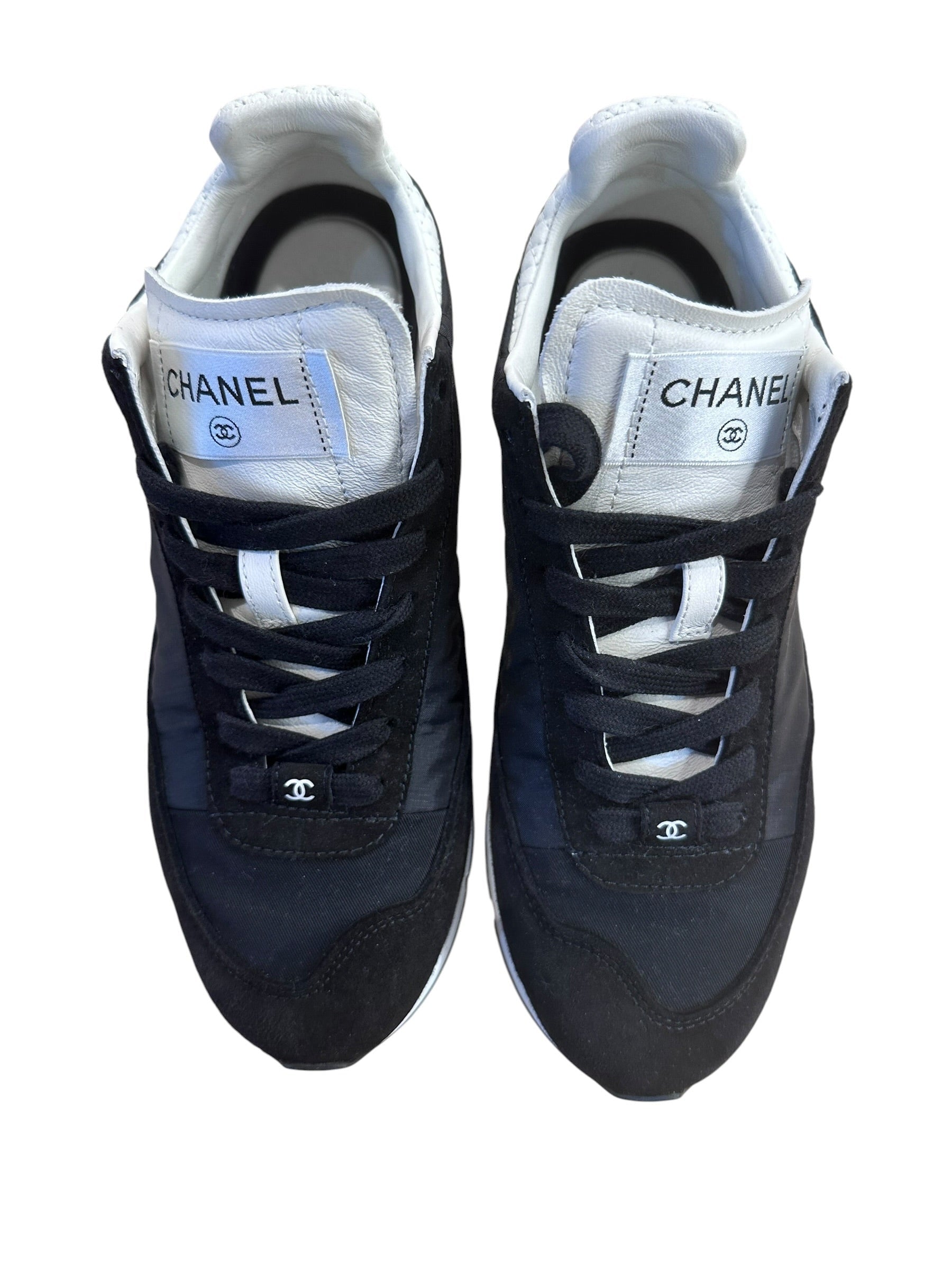 Chanel Black & White Sneakers - Size 36.5