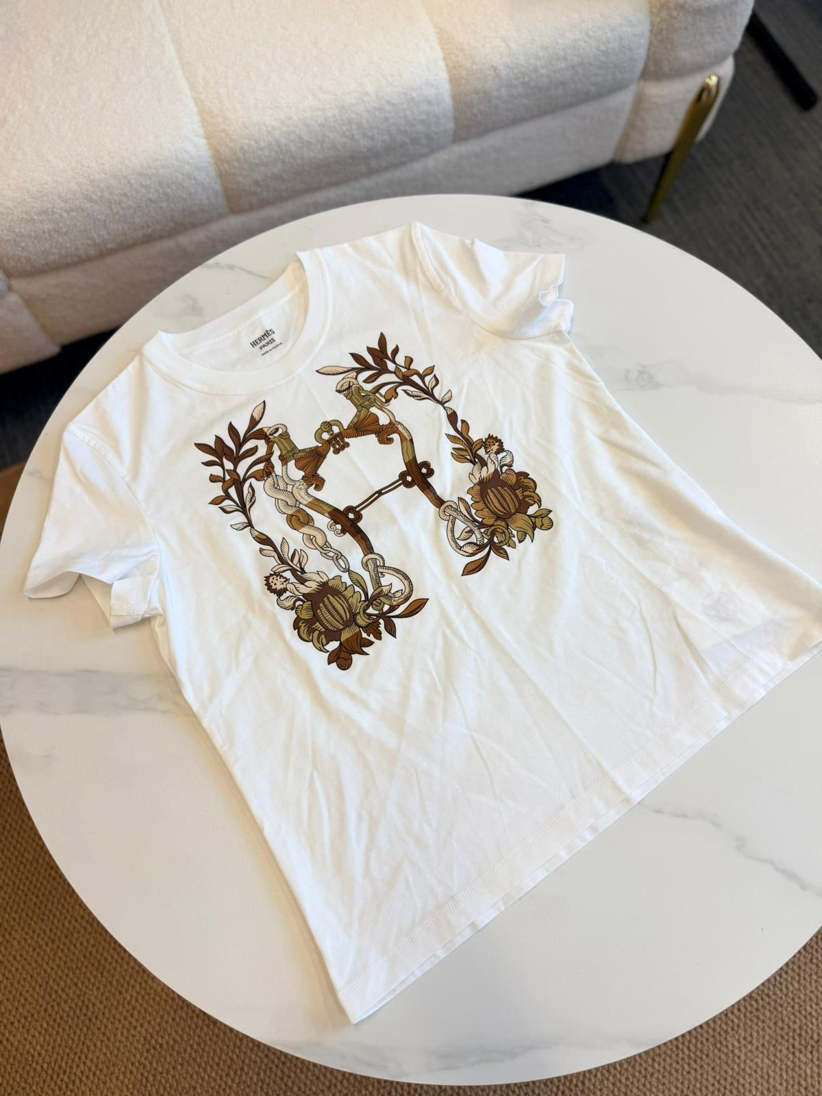 Hermès Cartouche Embroidered T-Shirt - White
