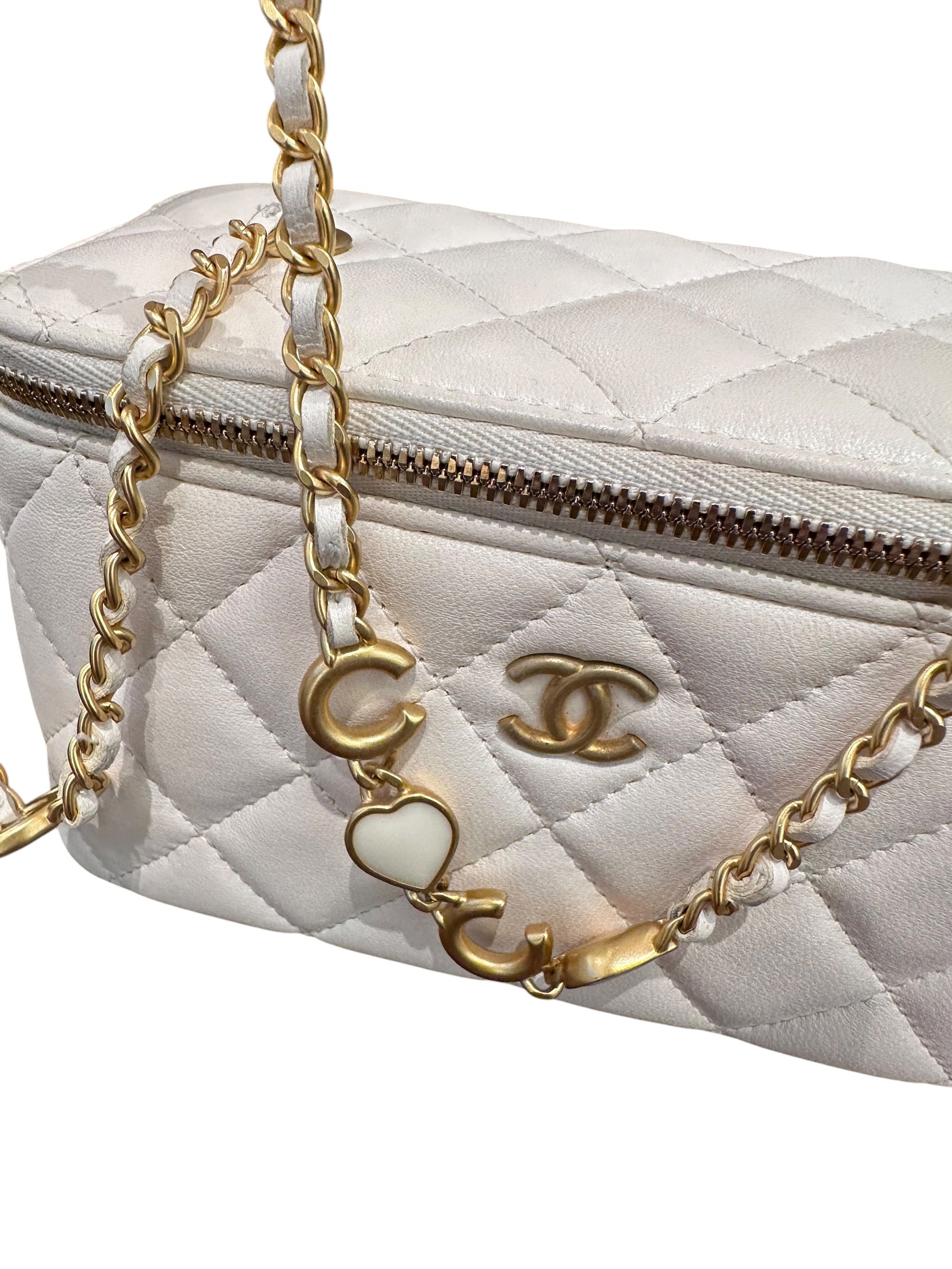 Chanel Long White Vanity Bag