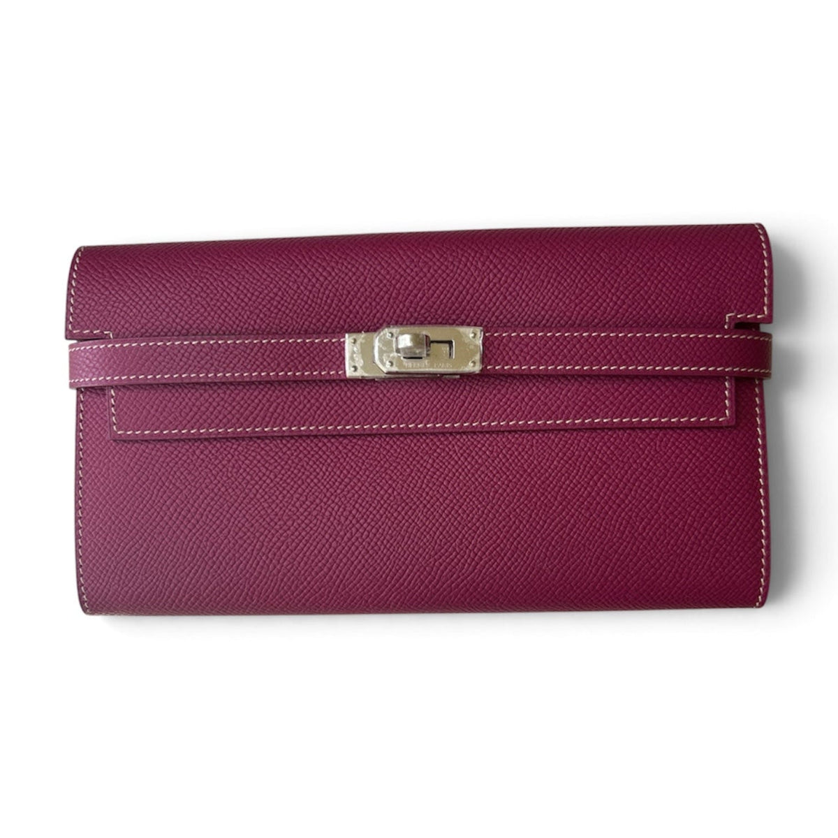 Hermes Kelly Long Wallet Dark Pink in Epsom with PHW