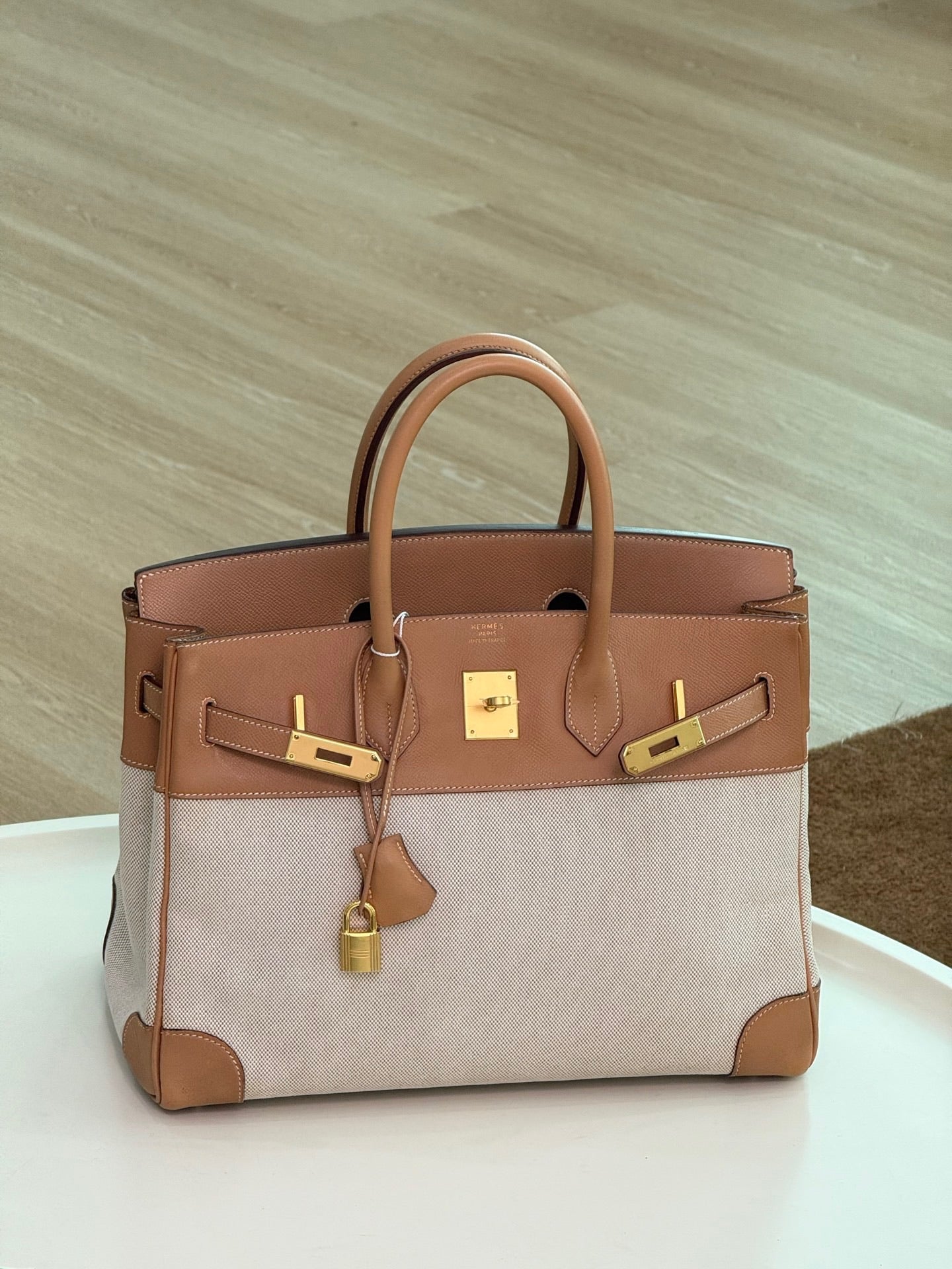 Hermès Birkin 35 Toile & Natural Leather GHW