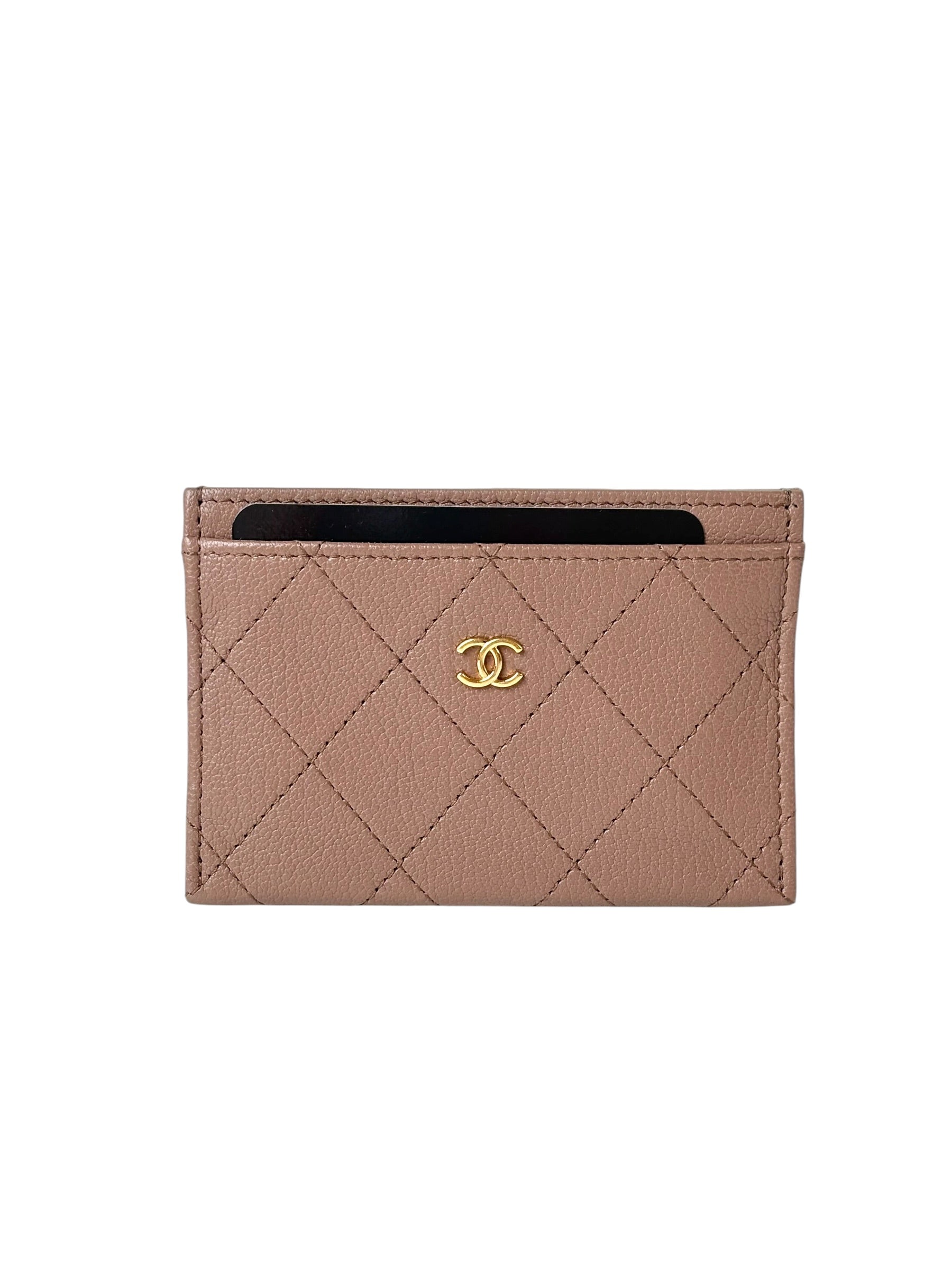 Chanel Beige Caviar Card Holder - in Box