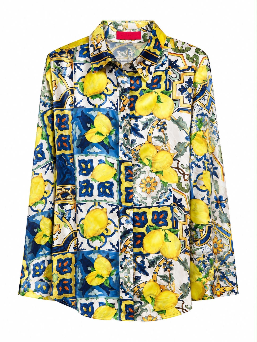 SHIRT BIANCA MOSAIC LEMON BLUE WAVE SILK MCL11697