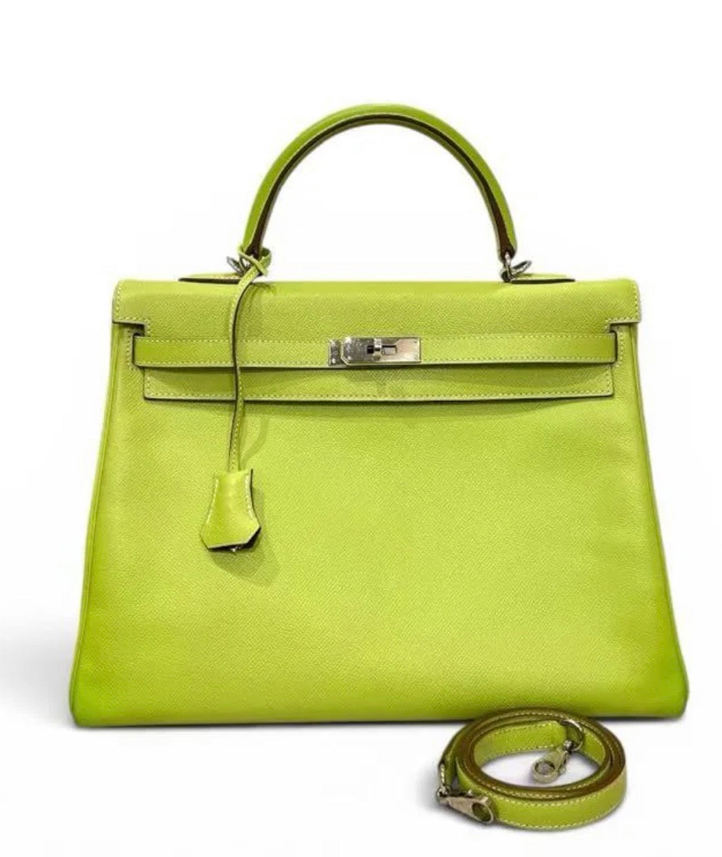 Hermes Kelly 35 in Lime Epsom with PHW