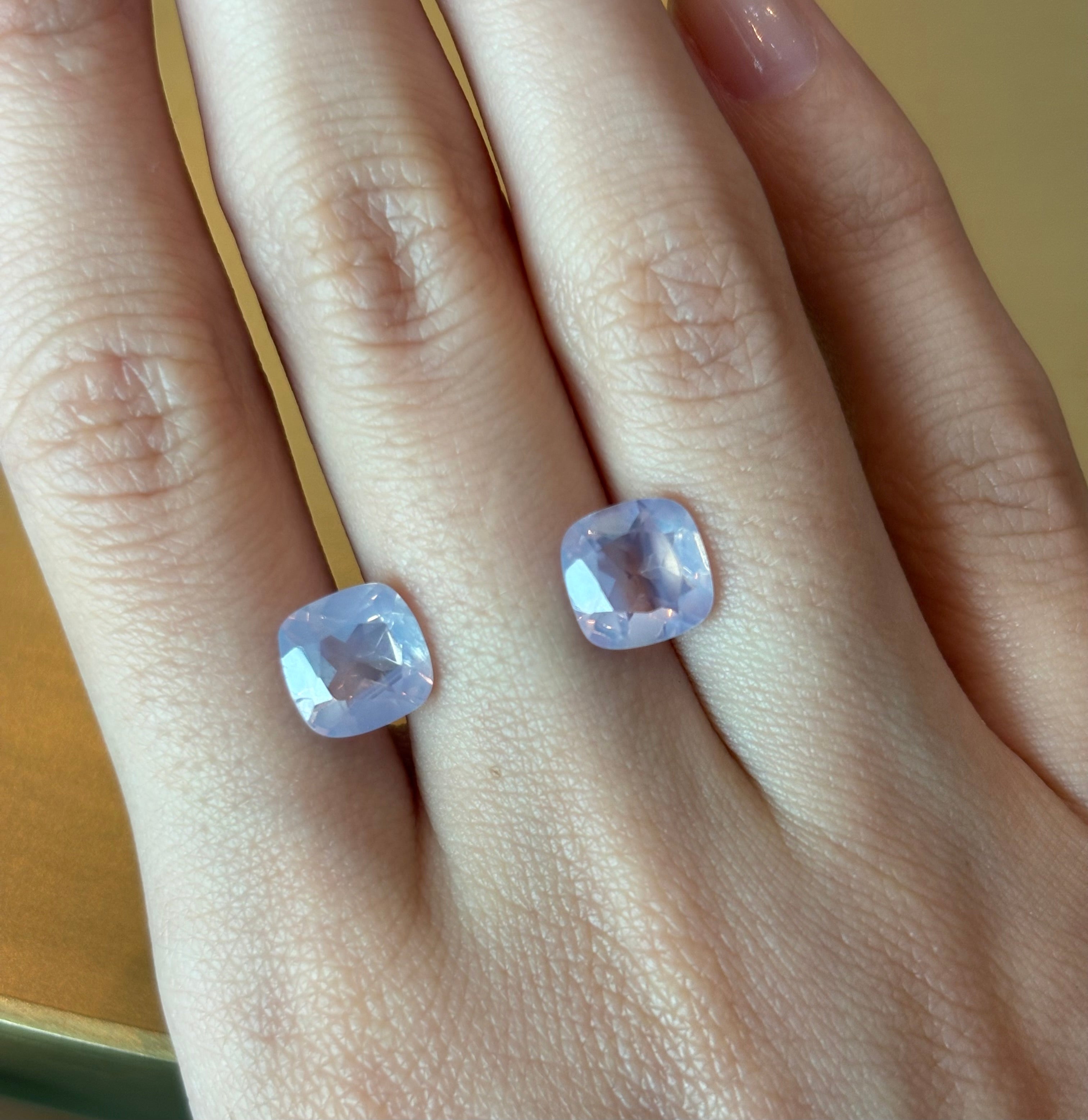 3.81ct Lavender Moon Quartz Cushion PAIR THAIC0200