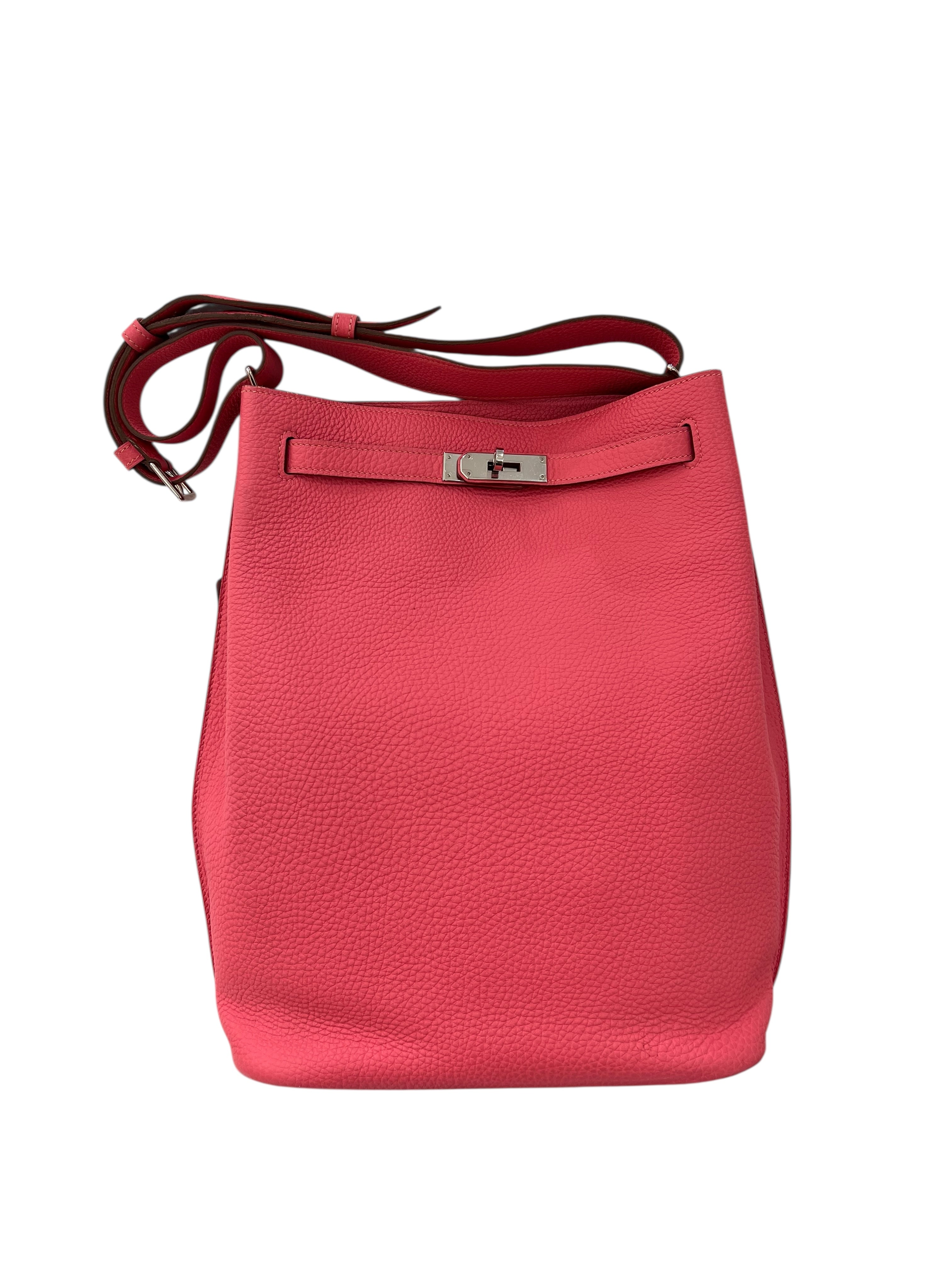 Hermes So Kelly 26 Rose Liptstick Clemence PHW #Q SKCH4098