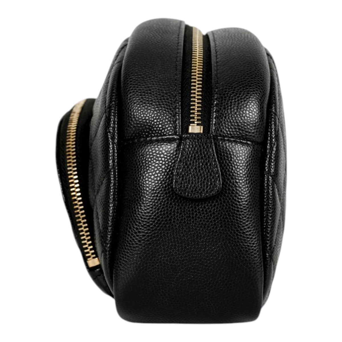 Chanel Black Double Zip Pouch Bag in Caviar