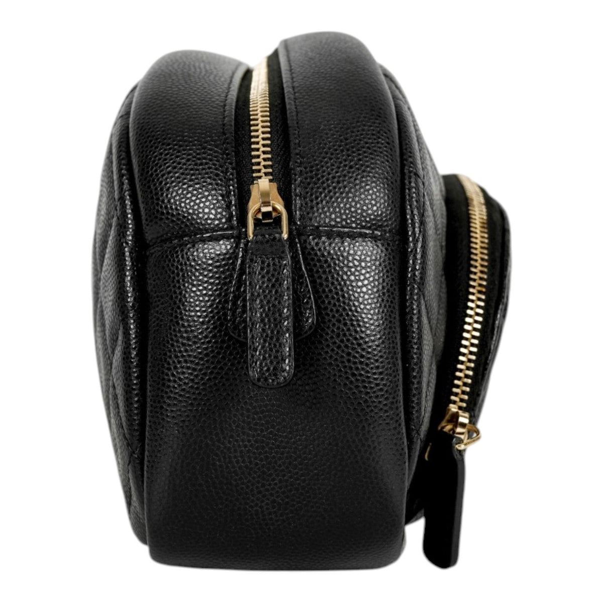 Chanel Black Double Zip Pouch Bag in Caviar