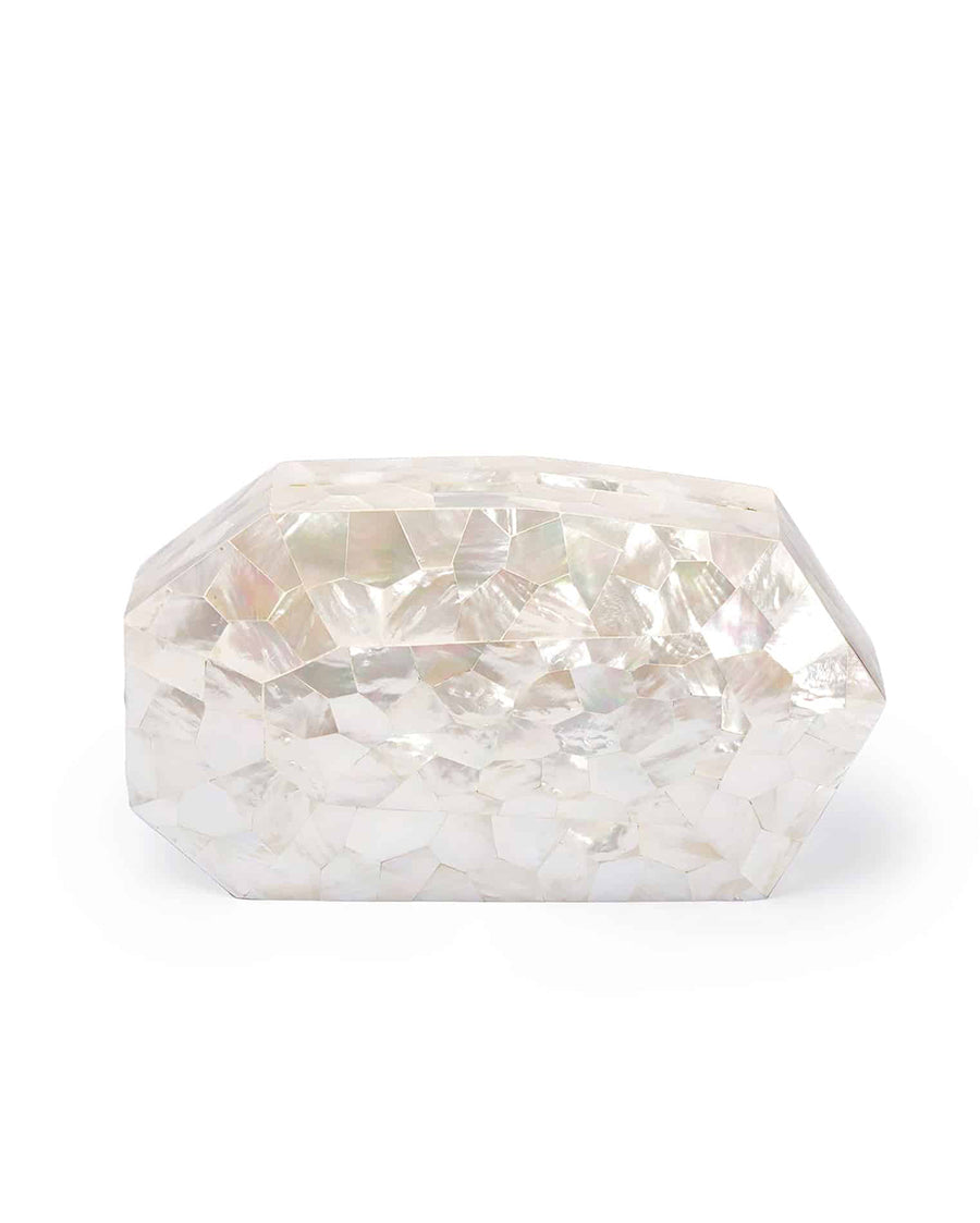 Diamond Honeycomb Mop Clutch Mother of Pearl with Hidden Closure