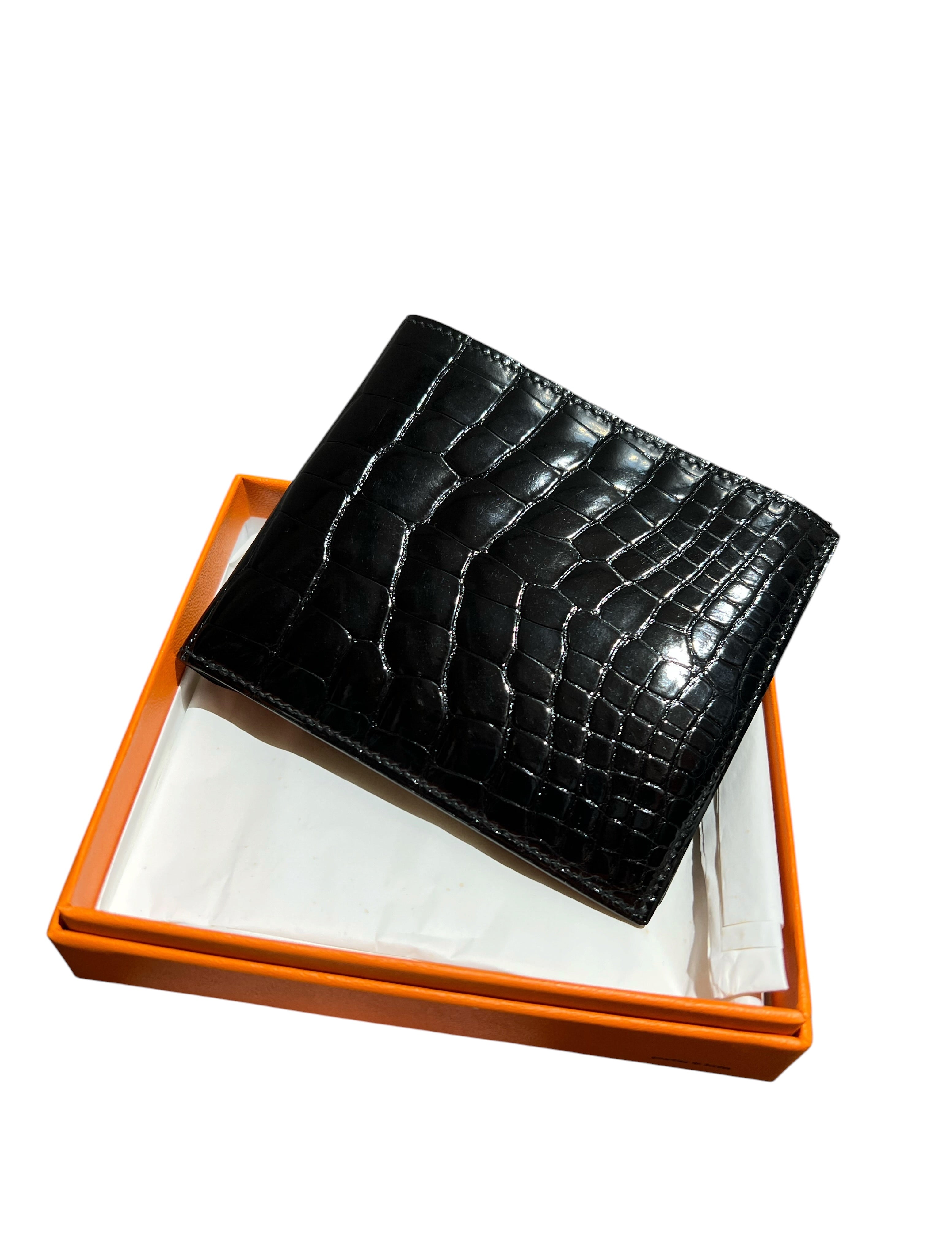 HERMES MC2 COPERNIC BLACK ALLIGATOR BILL WALLET 2000000154527
