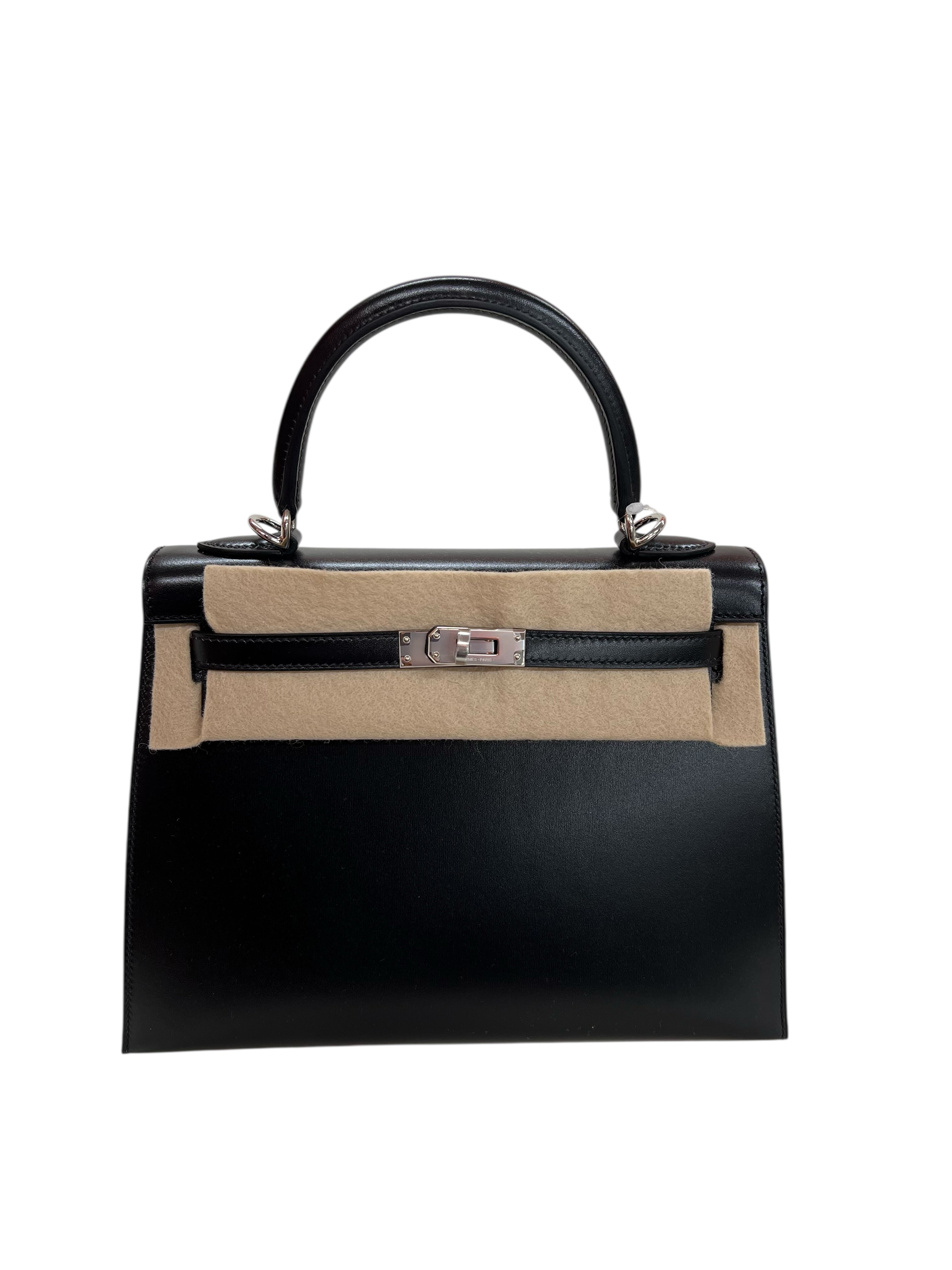 Hermes Kelly 25 Black Boxcalf PHW #W SKCJB-260212