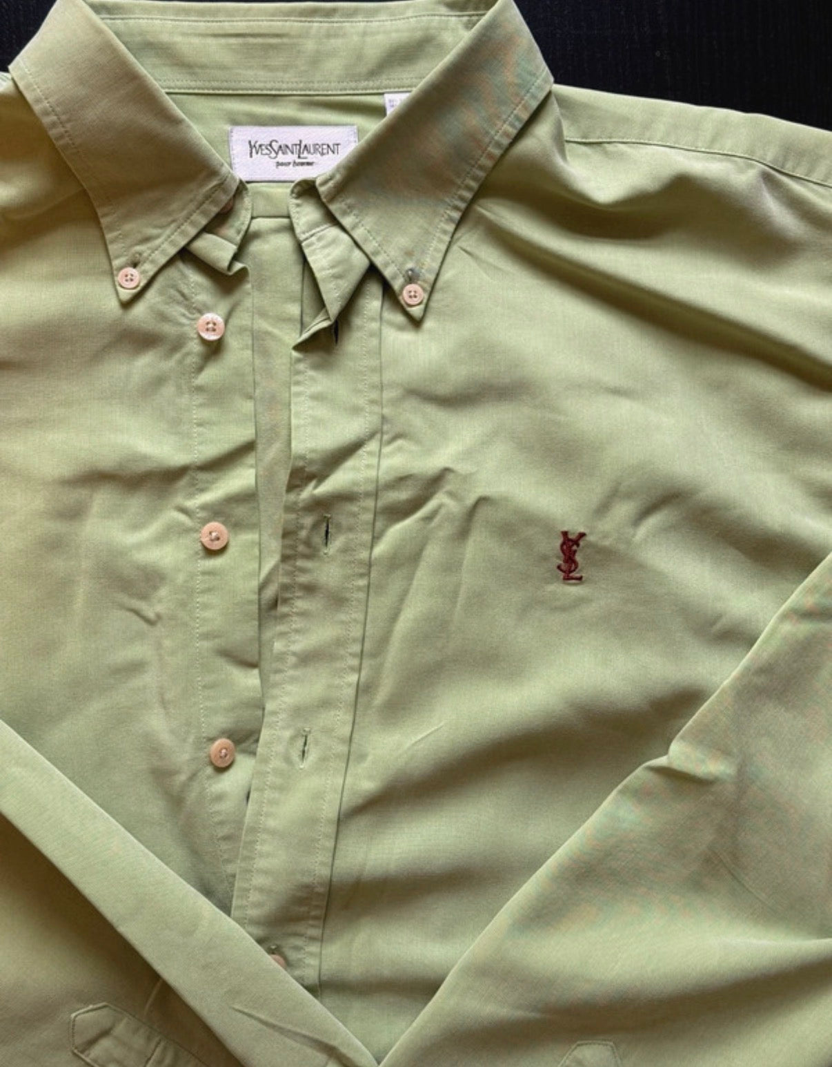 YSL Yves Saint Laurent light green long sleeve men’s shirt XL DBXM0047