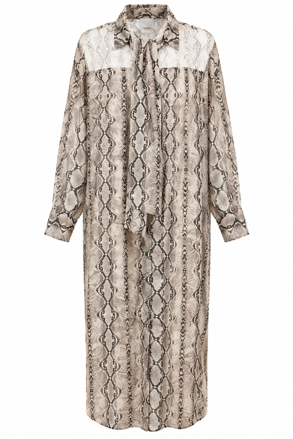 MAXI SHIRT DRESS BIANKSI SNAKE OFF WHITE WAVE SILK MCL13430