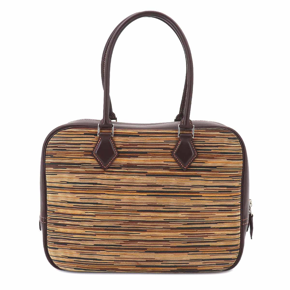 HERMES Plume 28 Handbag Vibrato Gulliver Multicolor Brown □D Engraved Silver Hardware Plume Hermes 90325449