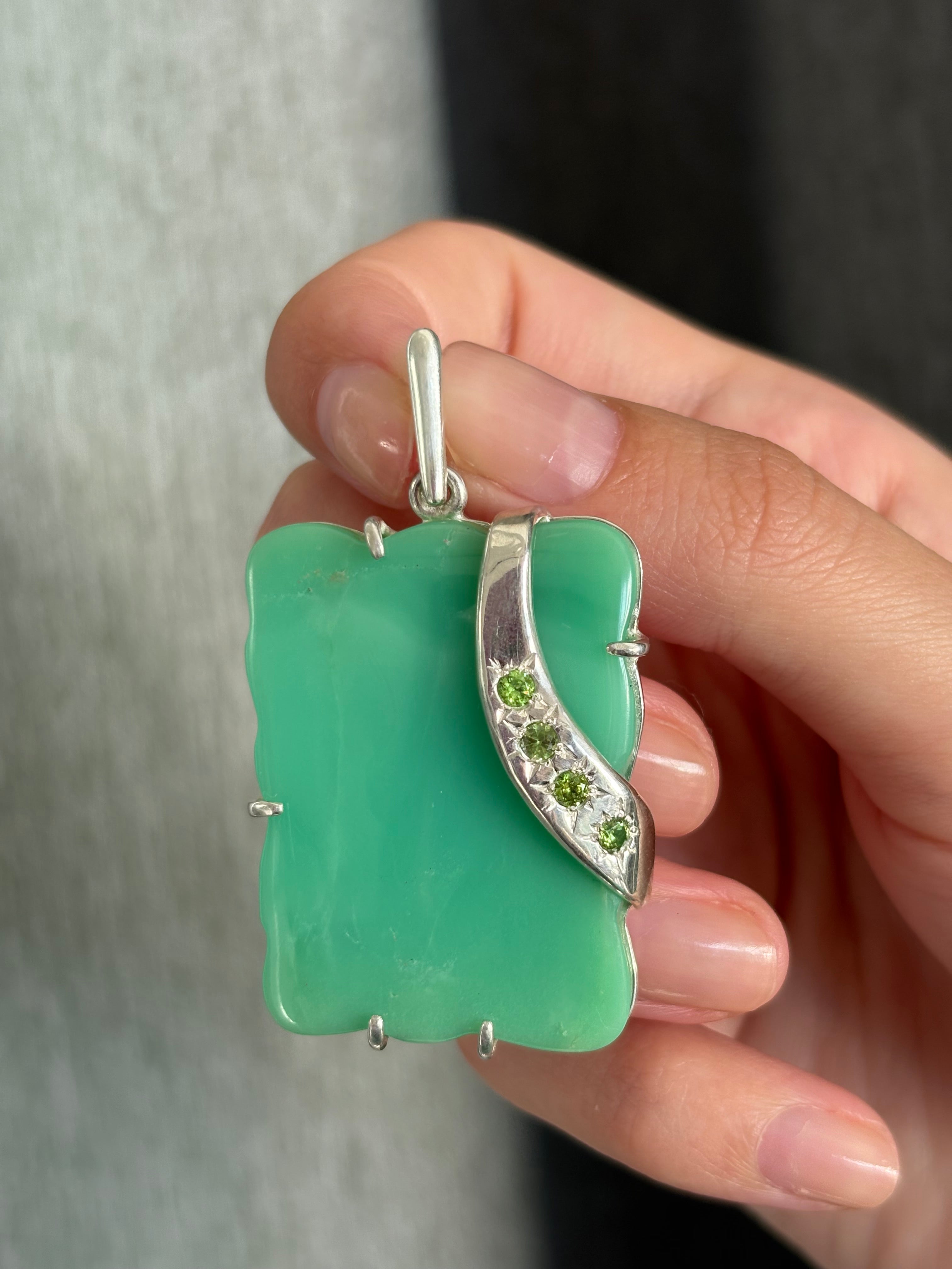 Vintage Demantoid & Chrysoprase Pendant (Russia) DXBCS5481
