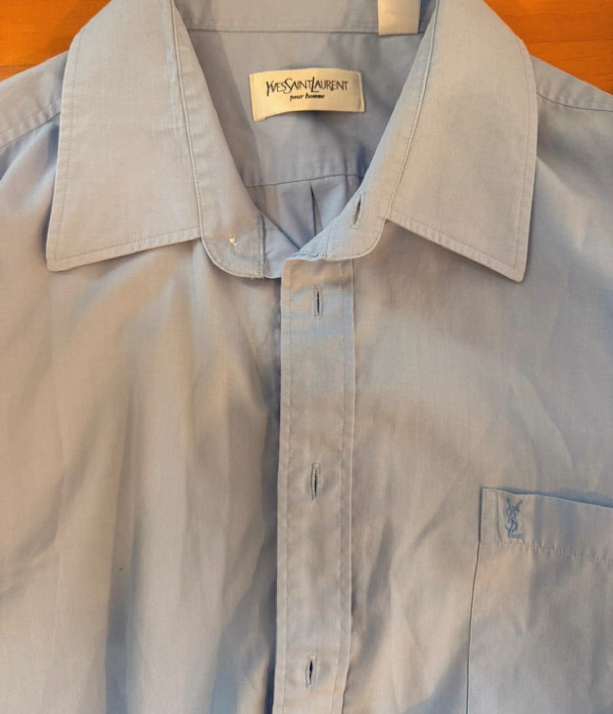 YSL Yves Saint Laurent Lilac Blue Long Sleeve button down shirt L DBXM0043