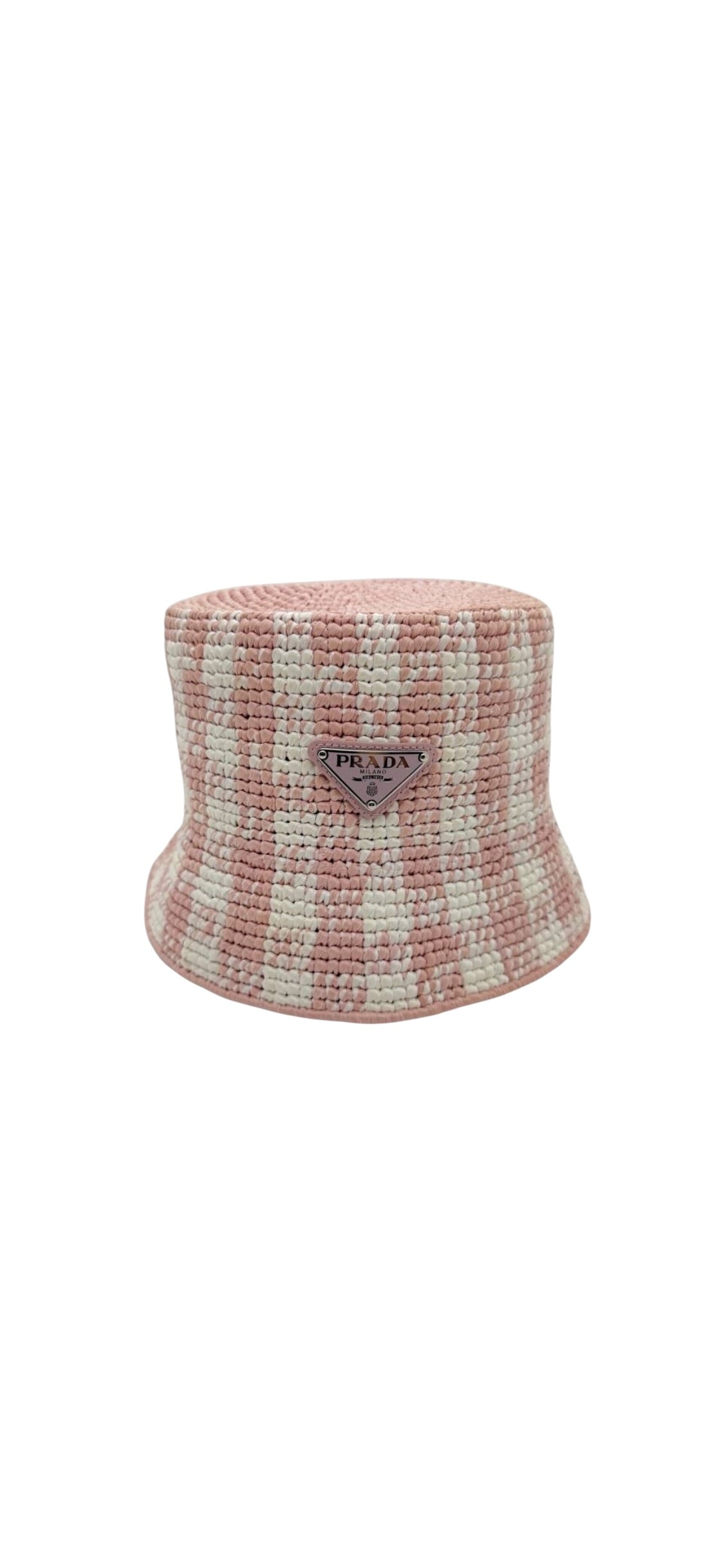 Prada Pink/White Bucket Hat Sz L DLT7550