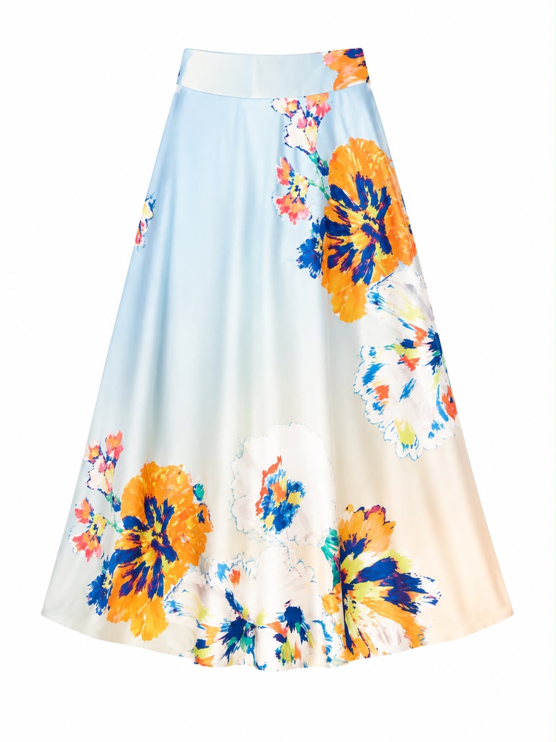 SKIRT KARLITO FLORAL BLUE ORANGE GRADIENT MCL12985