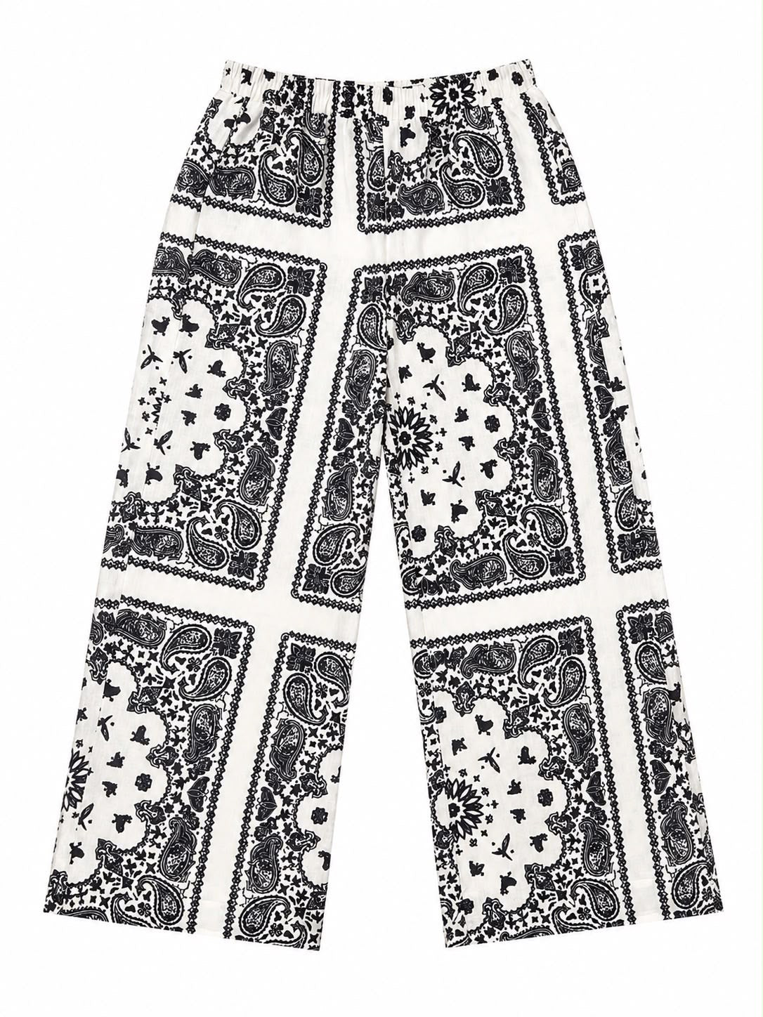 TROUSER LINEN BANDANA WHITE BLACK MCL12313