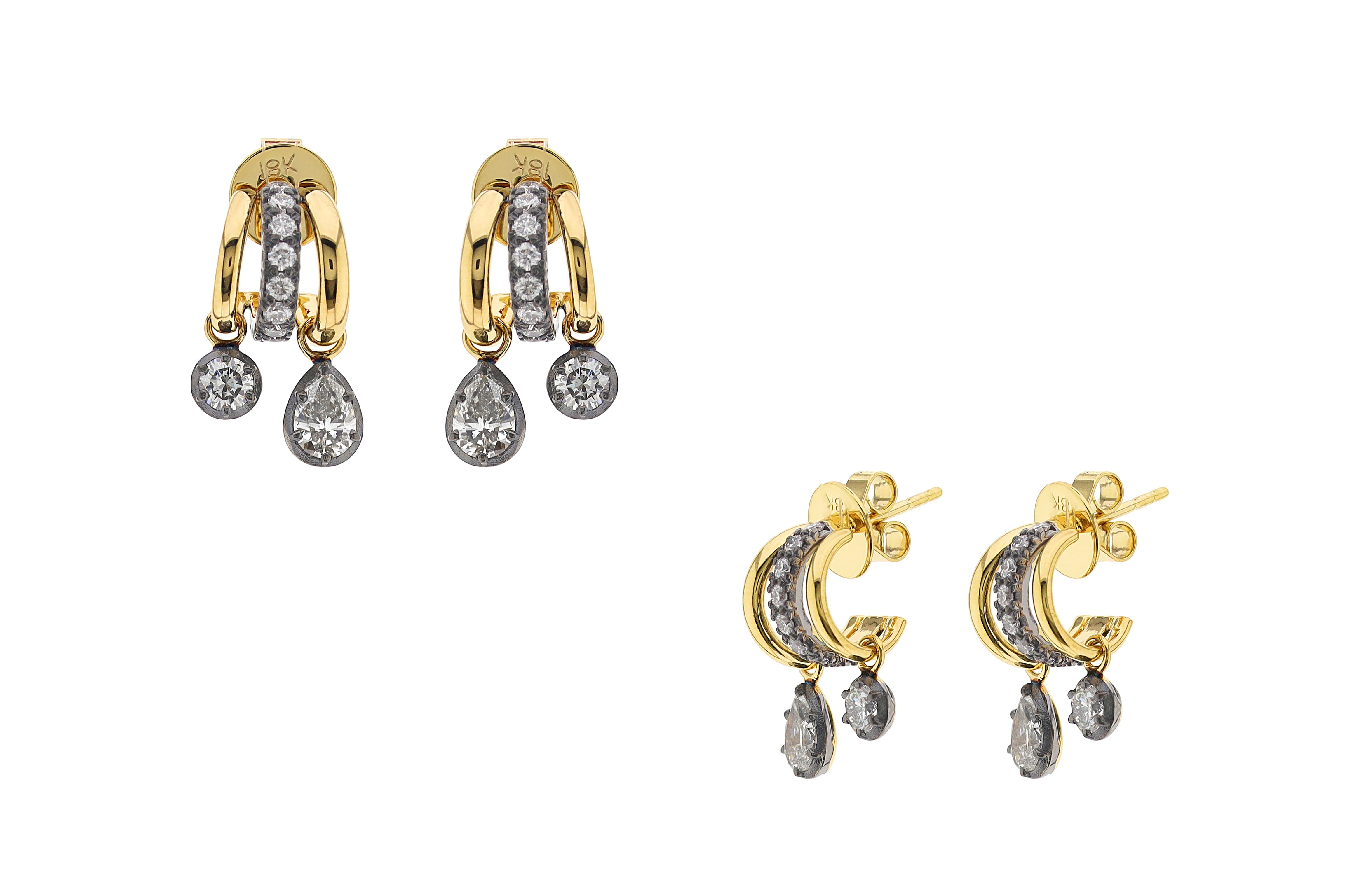 1.79ct EX PEAR FULL CUT (G-H/VS-SI) WH SD (G-H/VS-SI) EARRINGS E8484