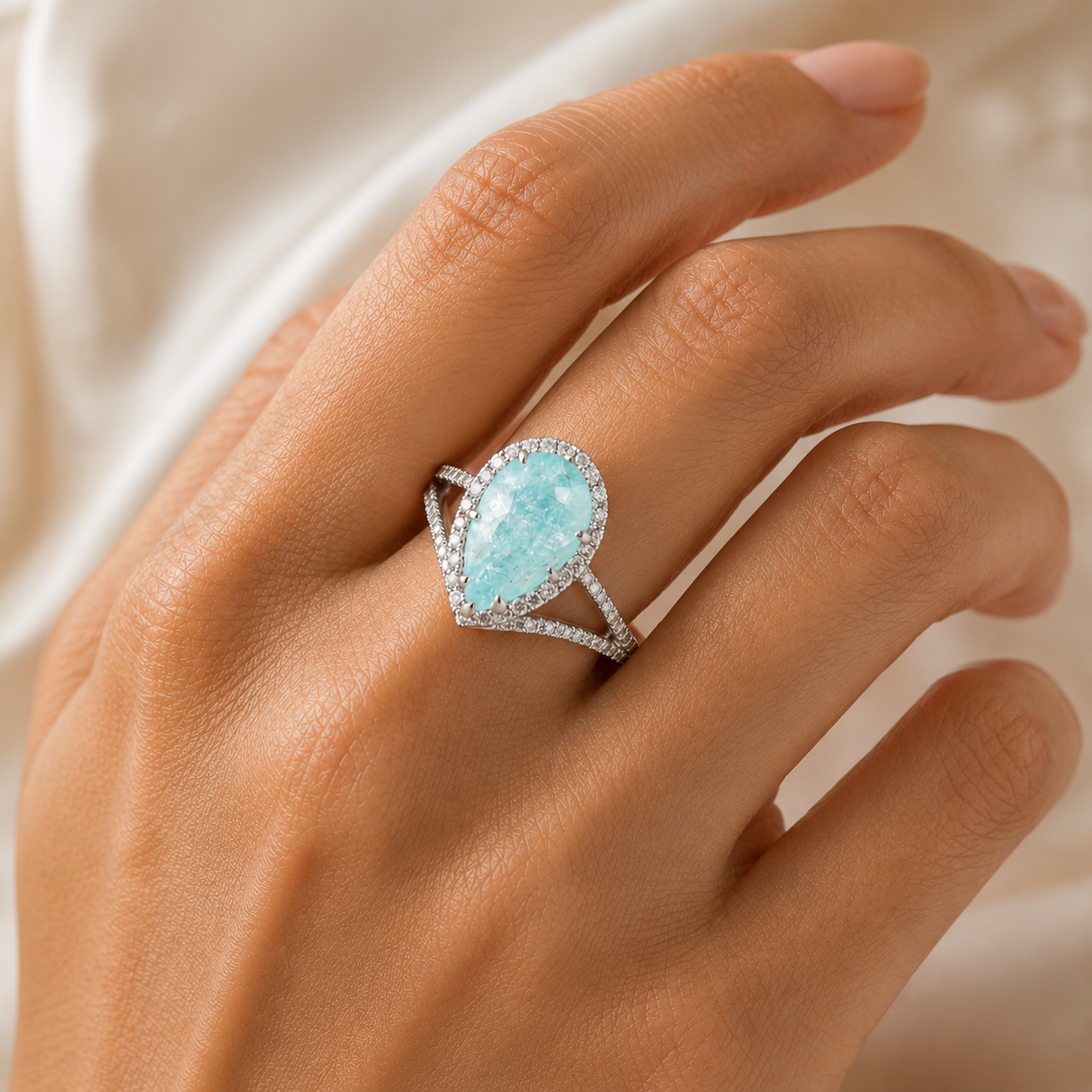 Paraiba 6.57ct Blue Platinum Ring ALC4362