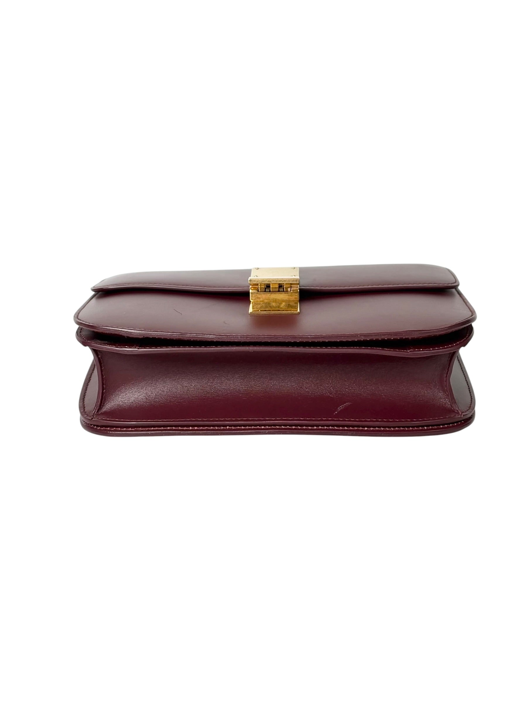 Celine Burgundy Medium Classic Box Bag