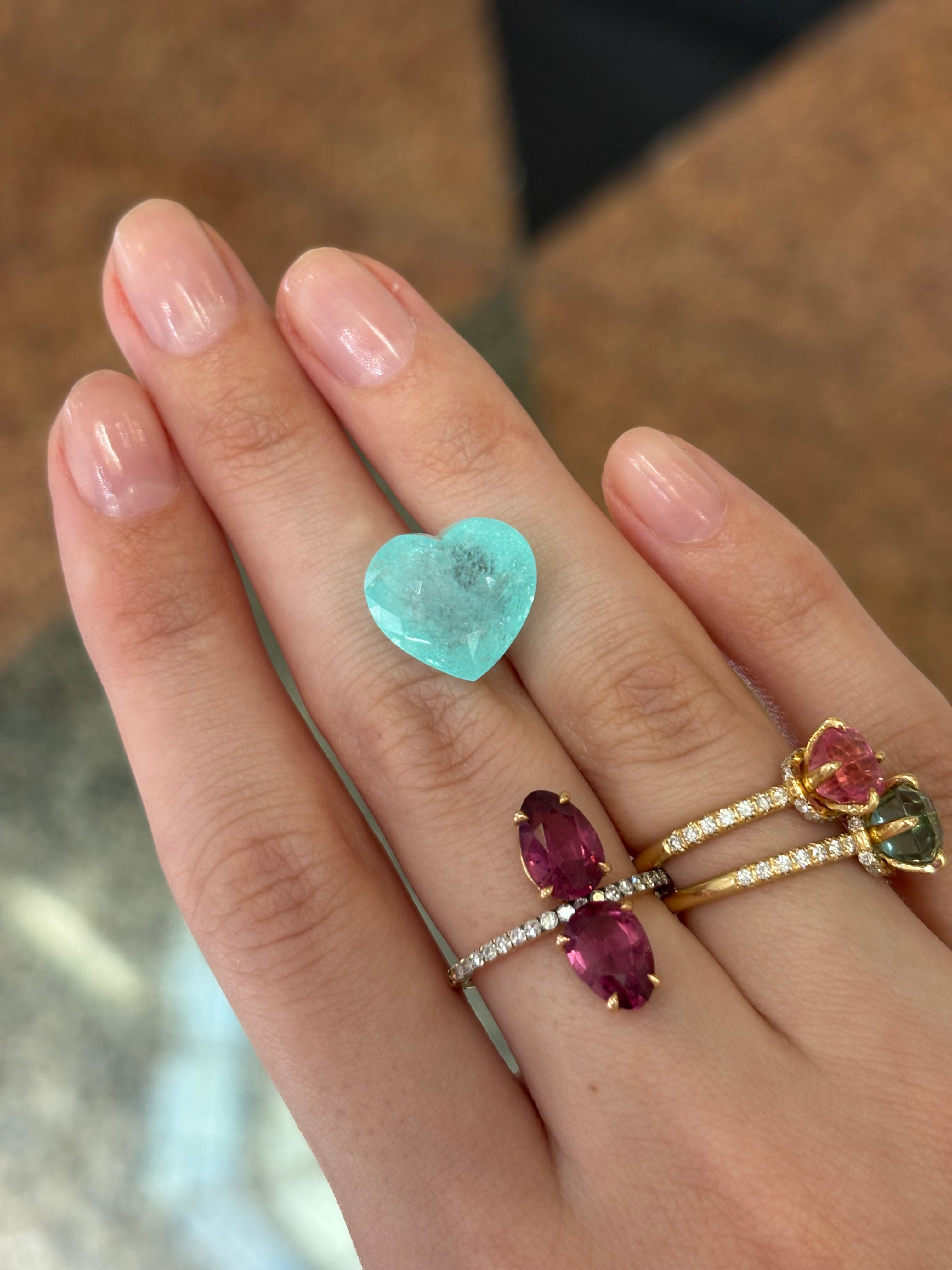 11.40ct Neon Blue Heart Paraiba DXBCS2576