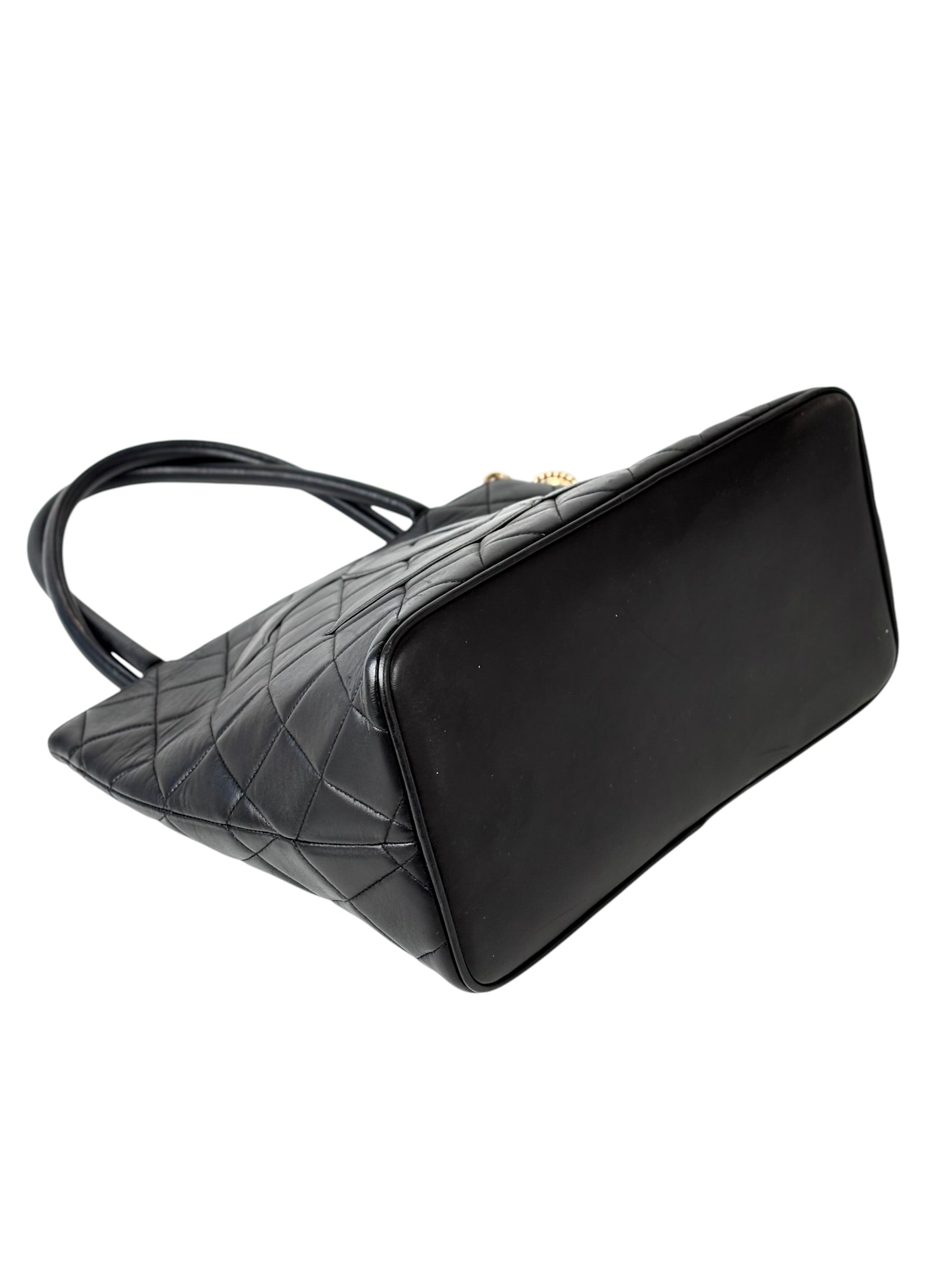 Chanel Vintage Black Zip Tote Bag