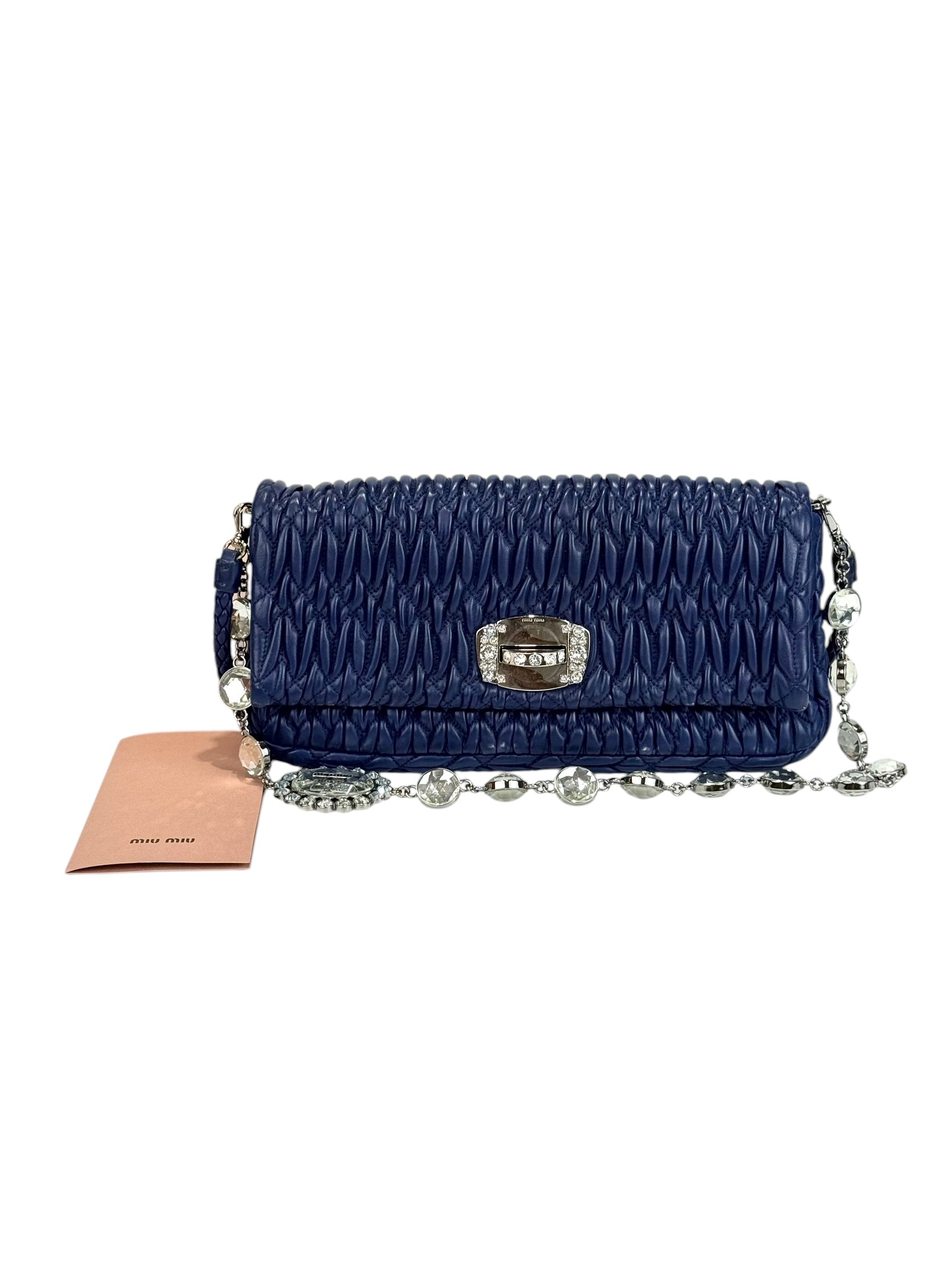 Miu Miu Strap Bag Blue Crystal Bag