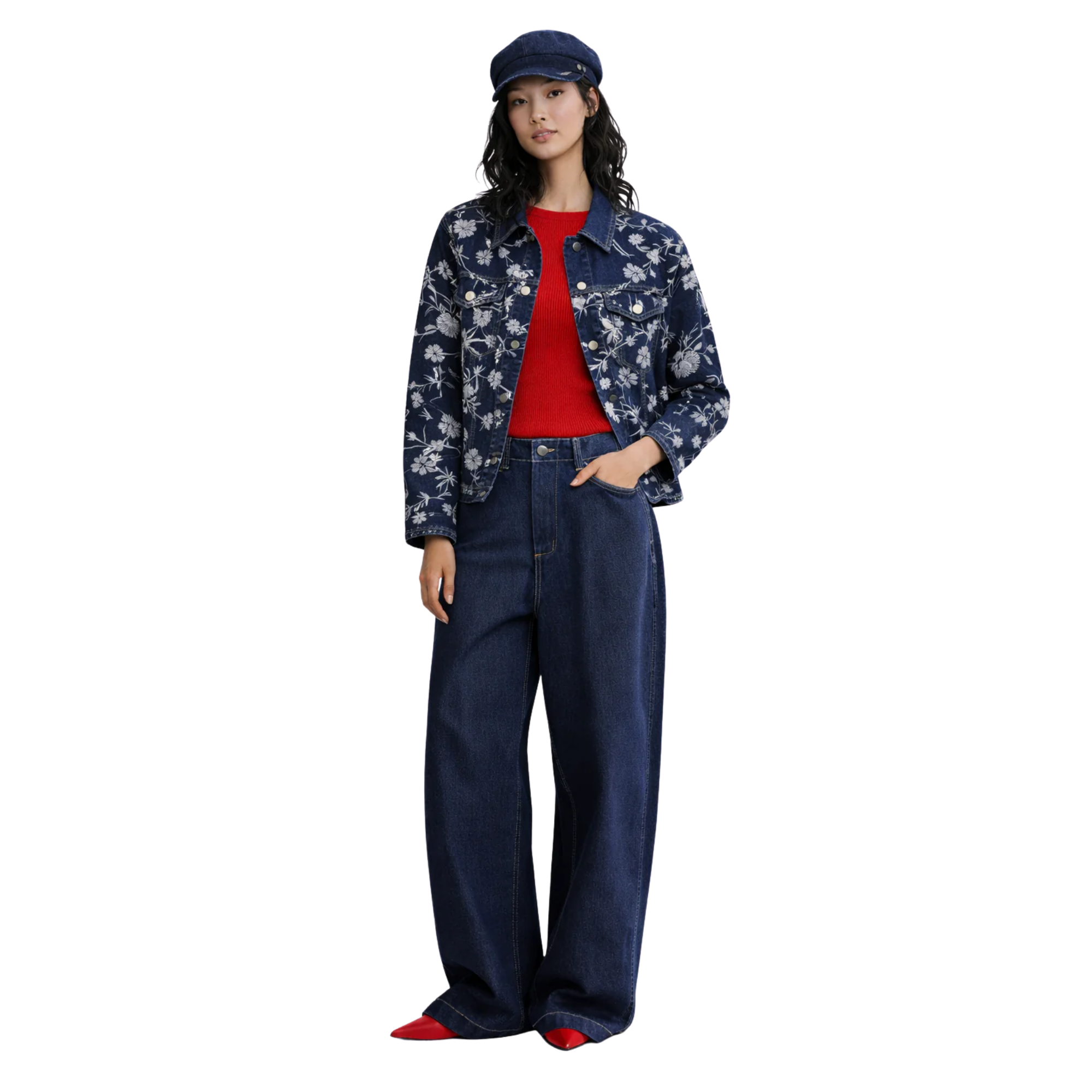 EMBROIDERED SEQUINS FLOWER DENIM JACKET ( السترة) "MARCELLA"