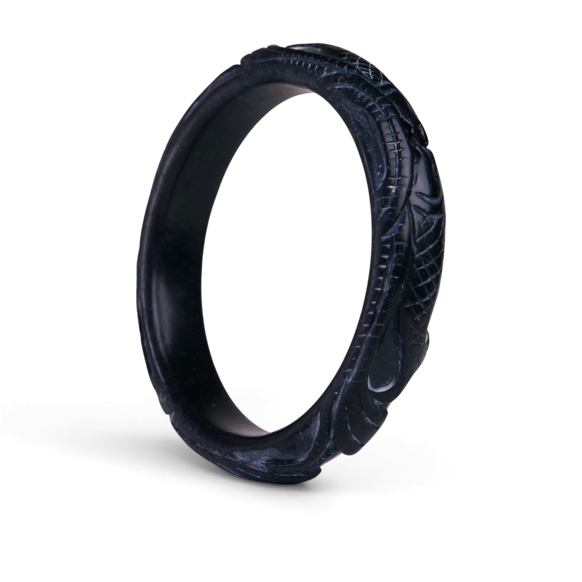 ENDN13 The Dragon Gate Black Mutton Fat Jade Bangle