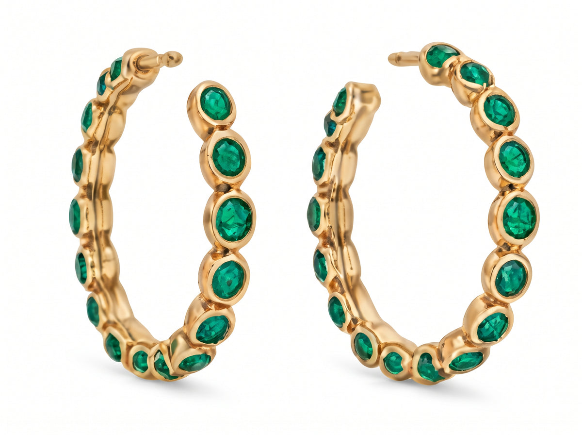 18K Bubble Hoop Earrings SETTING ONLY SABSET086