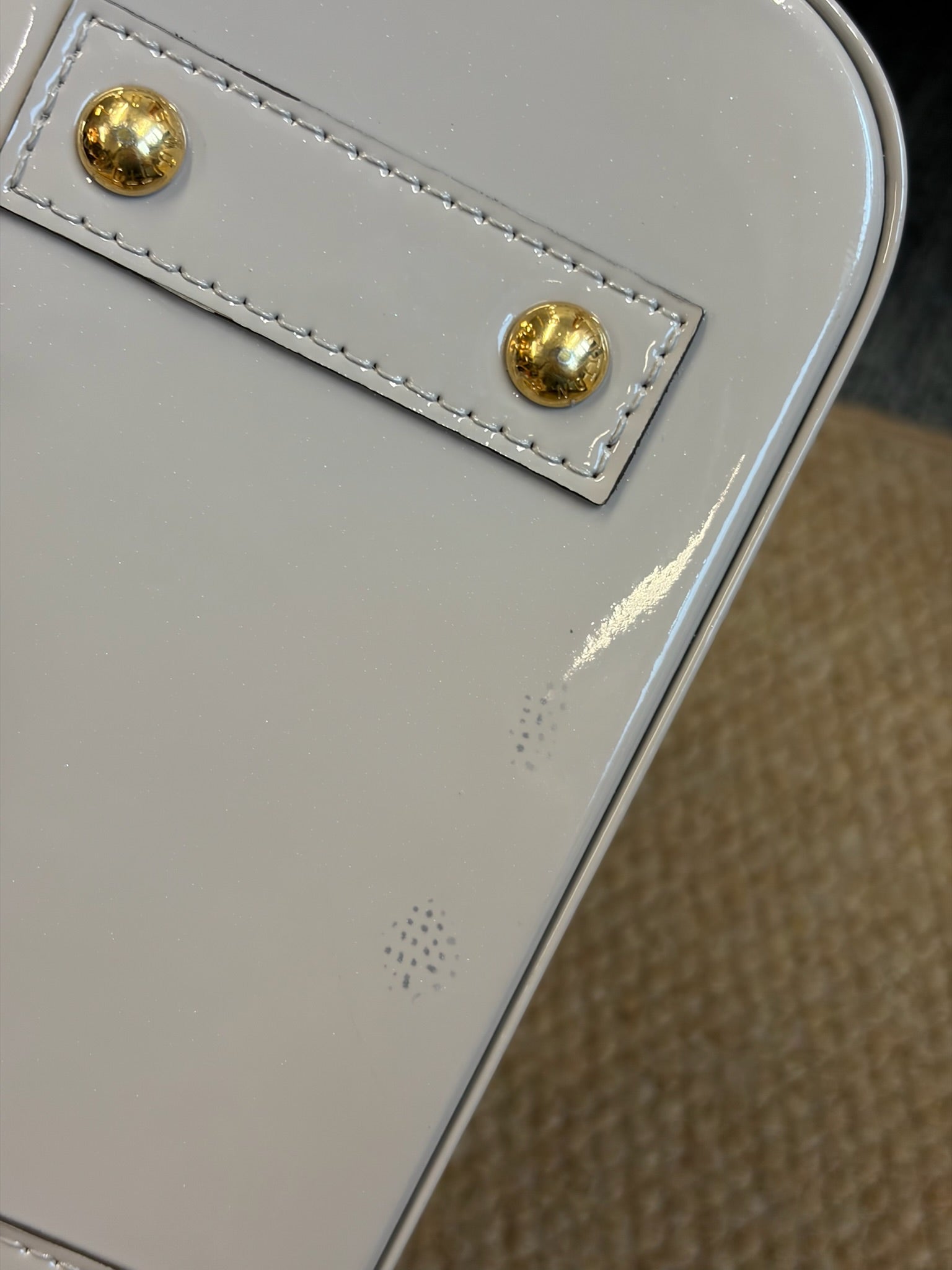 Louis Vuitton Alma BB Grey Patent Leather