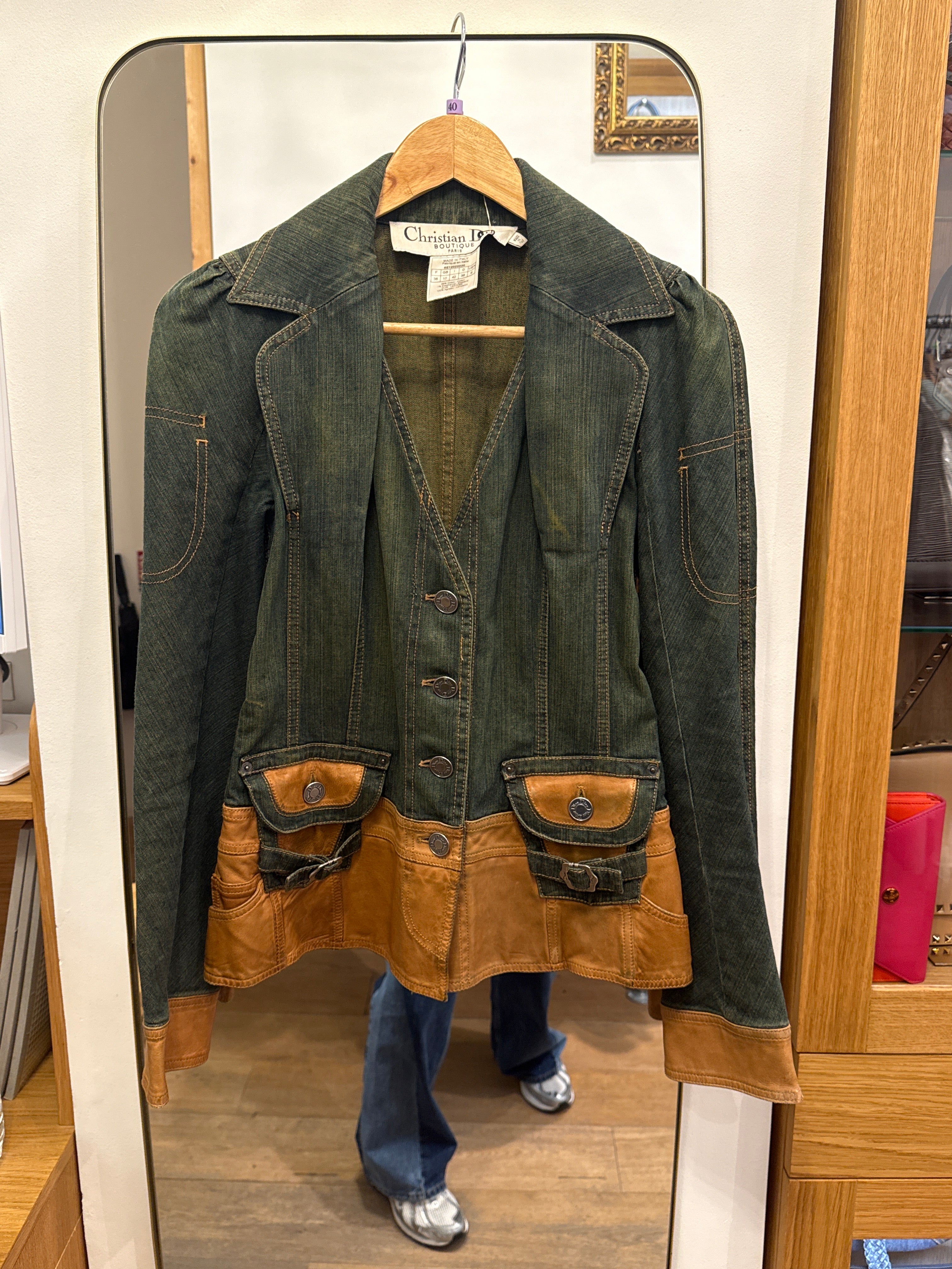 Christian Dior Green and denim leather jacket AGC3599