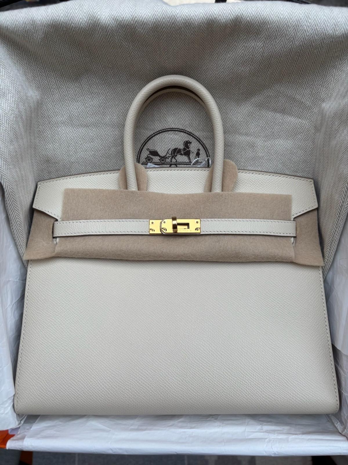 Hermes Birkin 25 Craie GHW U STAMP ALTC0543