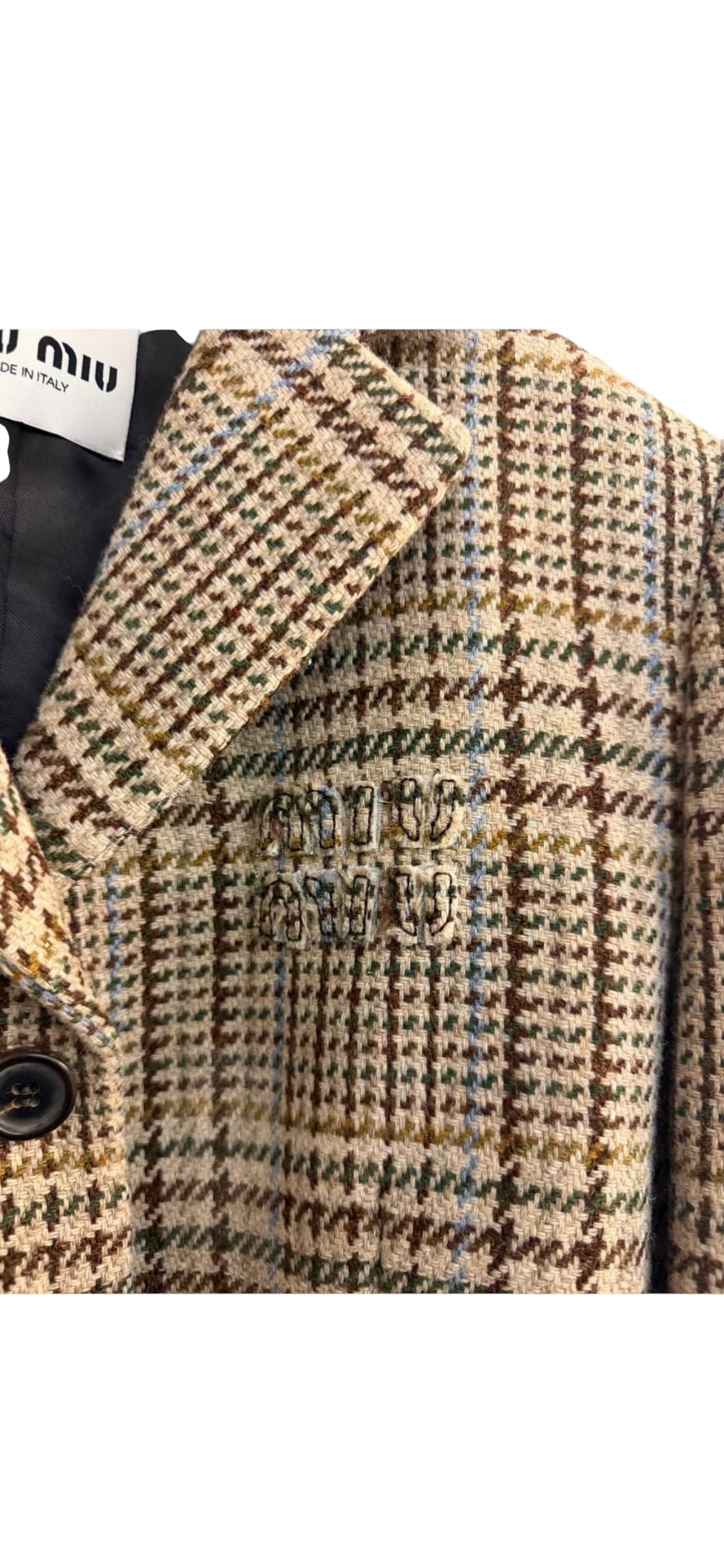 Miu Miu Brown/Cream Plaid Coat Sz38 DLT7986
