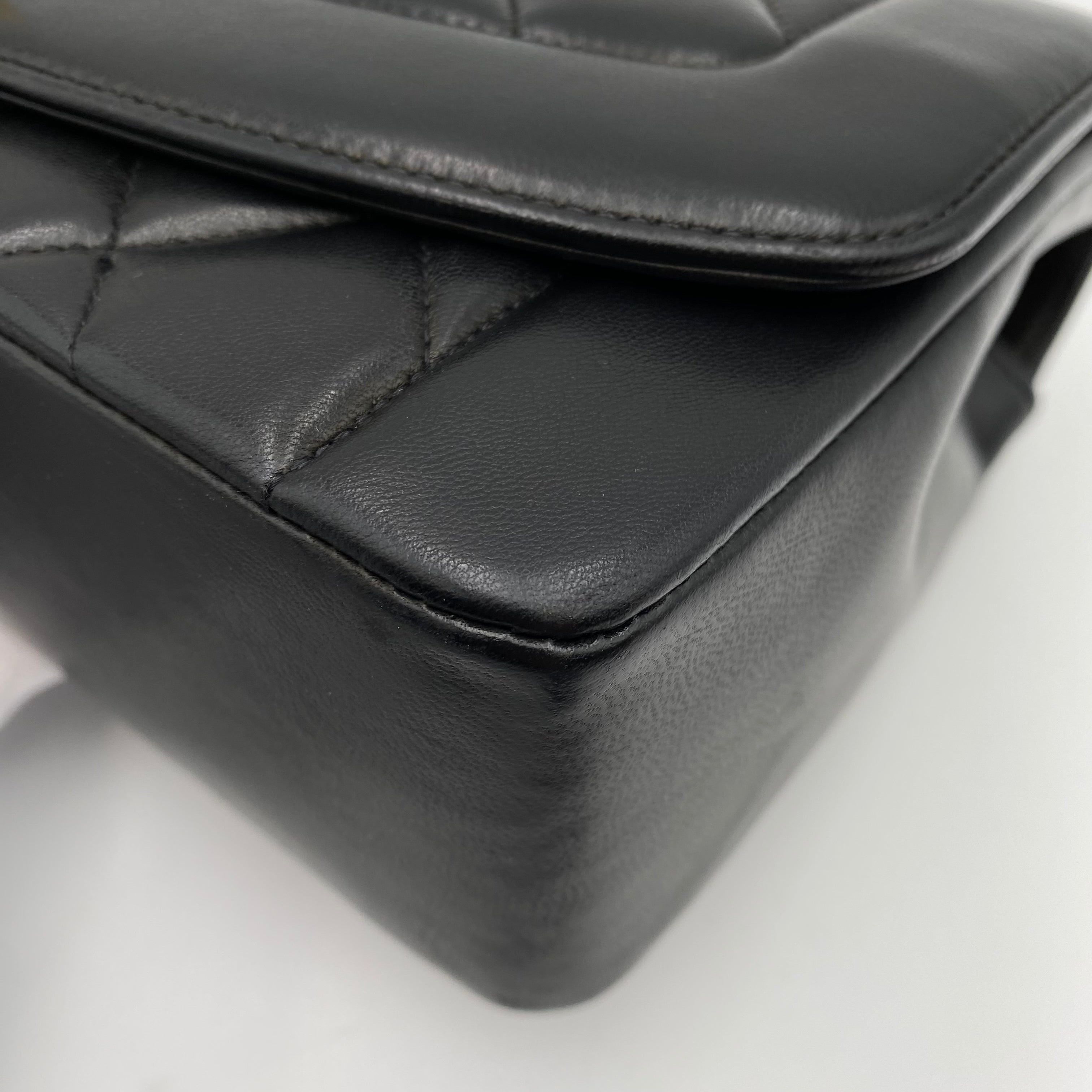 CHANEL VINTAGE DIANA MEDIUM CHAIN SHOULDER BAG BLACK LAMB SKIN 90220274