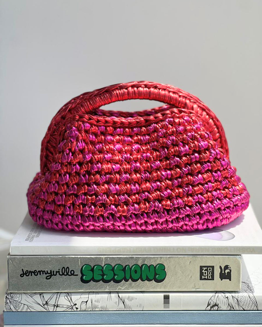 Duo-Color Red and Fuchsia Basket Bag