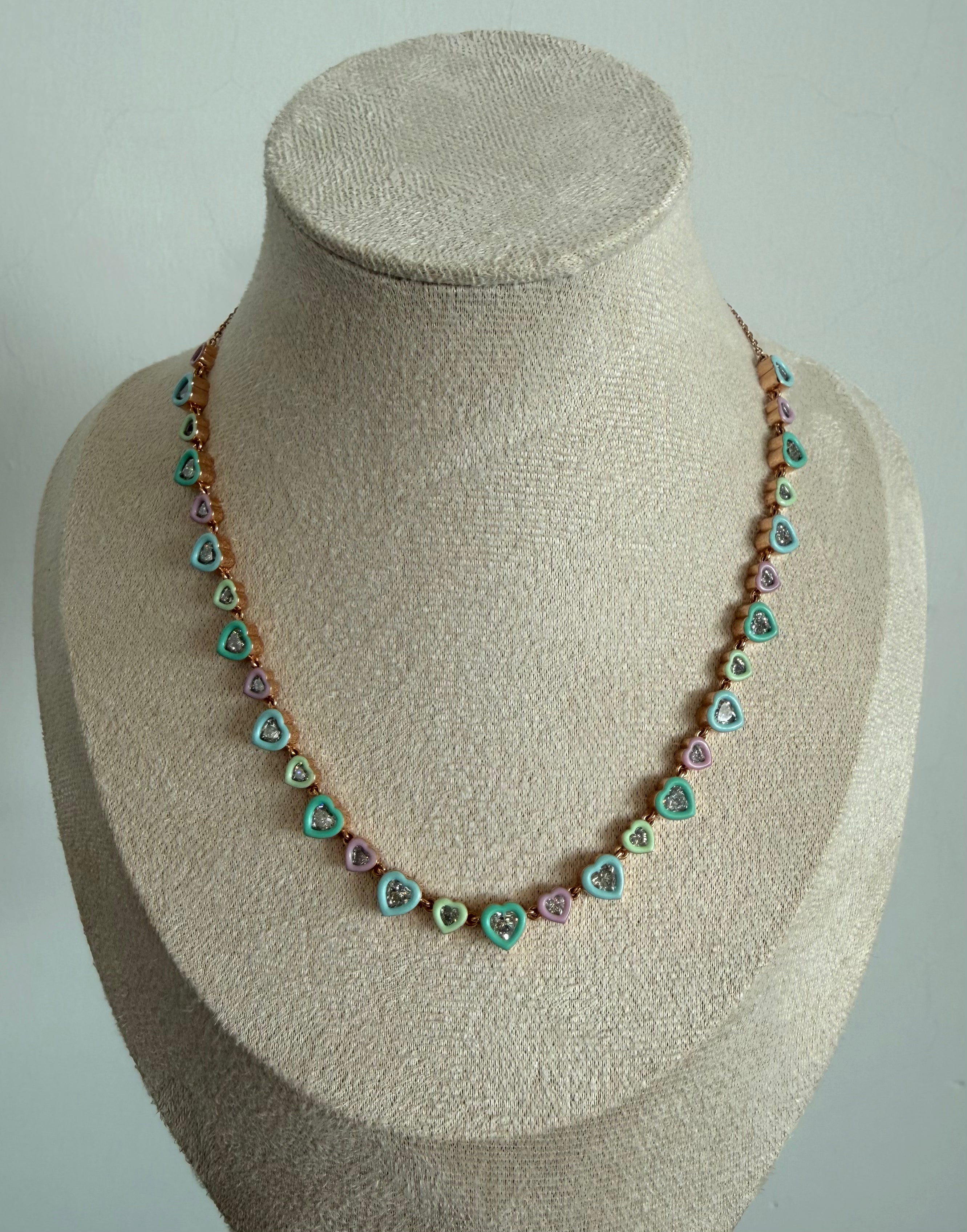 KAMYEN MULTI COLOUR HEART NECKLACE 5.11ct DIAMOND 22.54g GOLD P-D64K